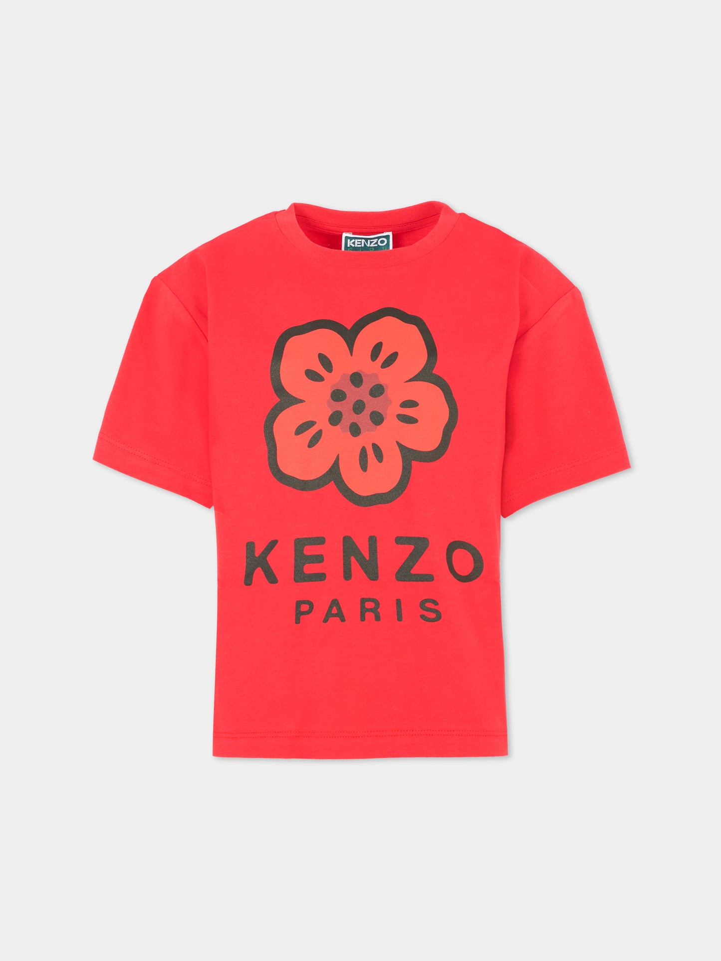 T-shirt rossa per bambini con papavero,Kenzo Kids,K61507 968