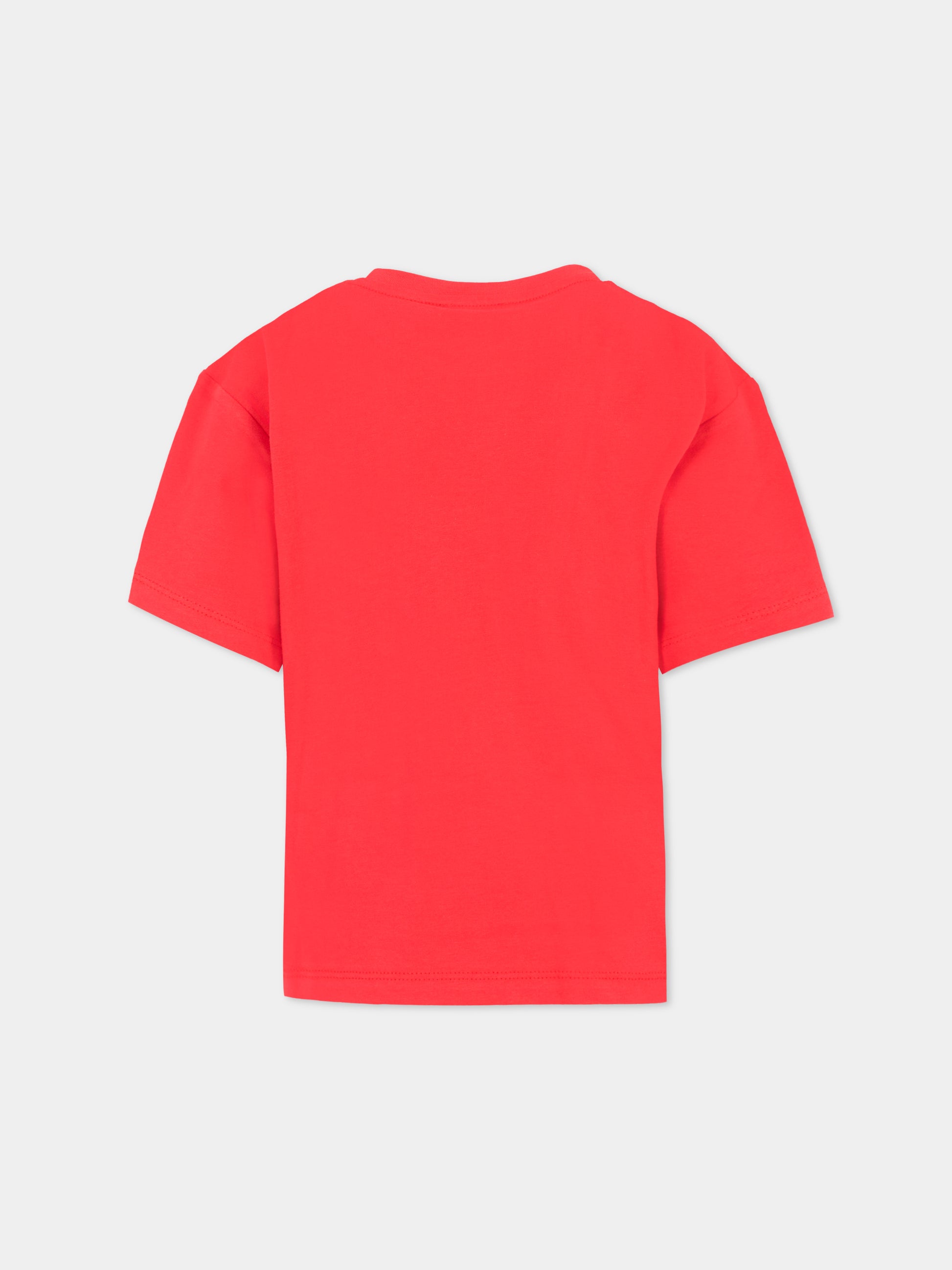 T-shirt rossa per bambini con papavero,Kenzo Kids,K61507 968