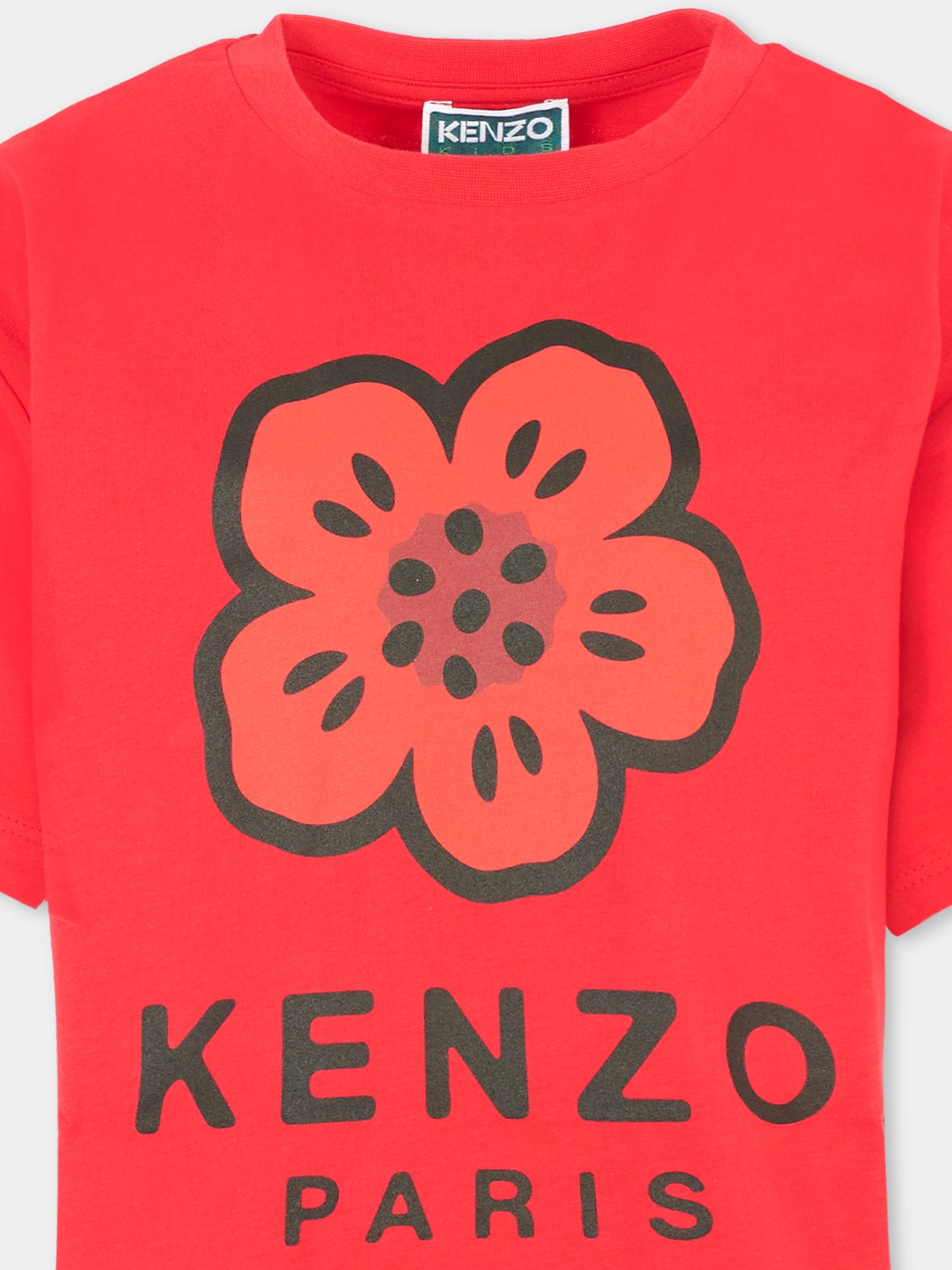 T-shirt rossa per bambini con papavero,Kenzo Kids,K61507 968