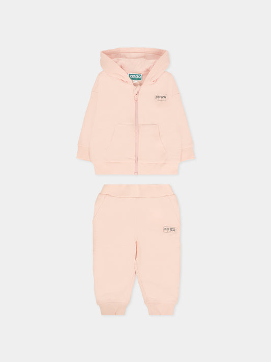 Completo rosa per neonata con logo,Kenzo Kids,K61513 46M