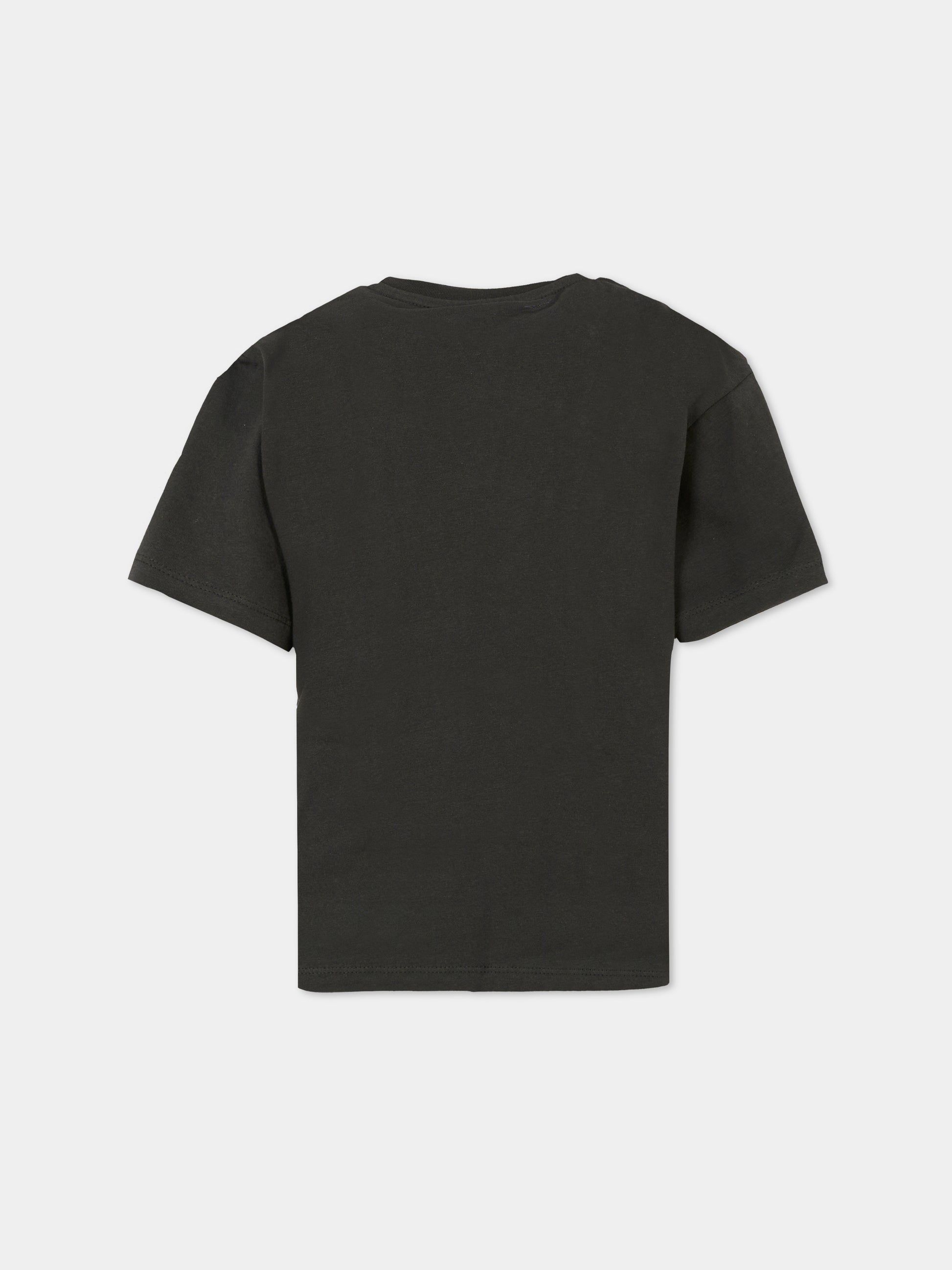 T-shirt nera per bambini con logo,Kenzo Kids,K61551 095