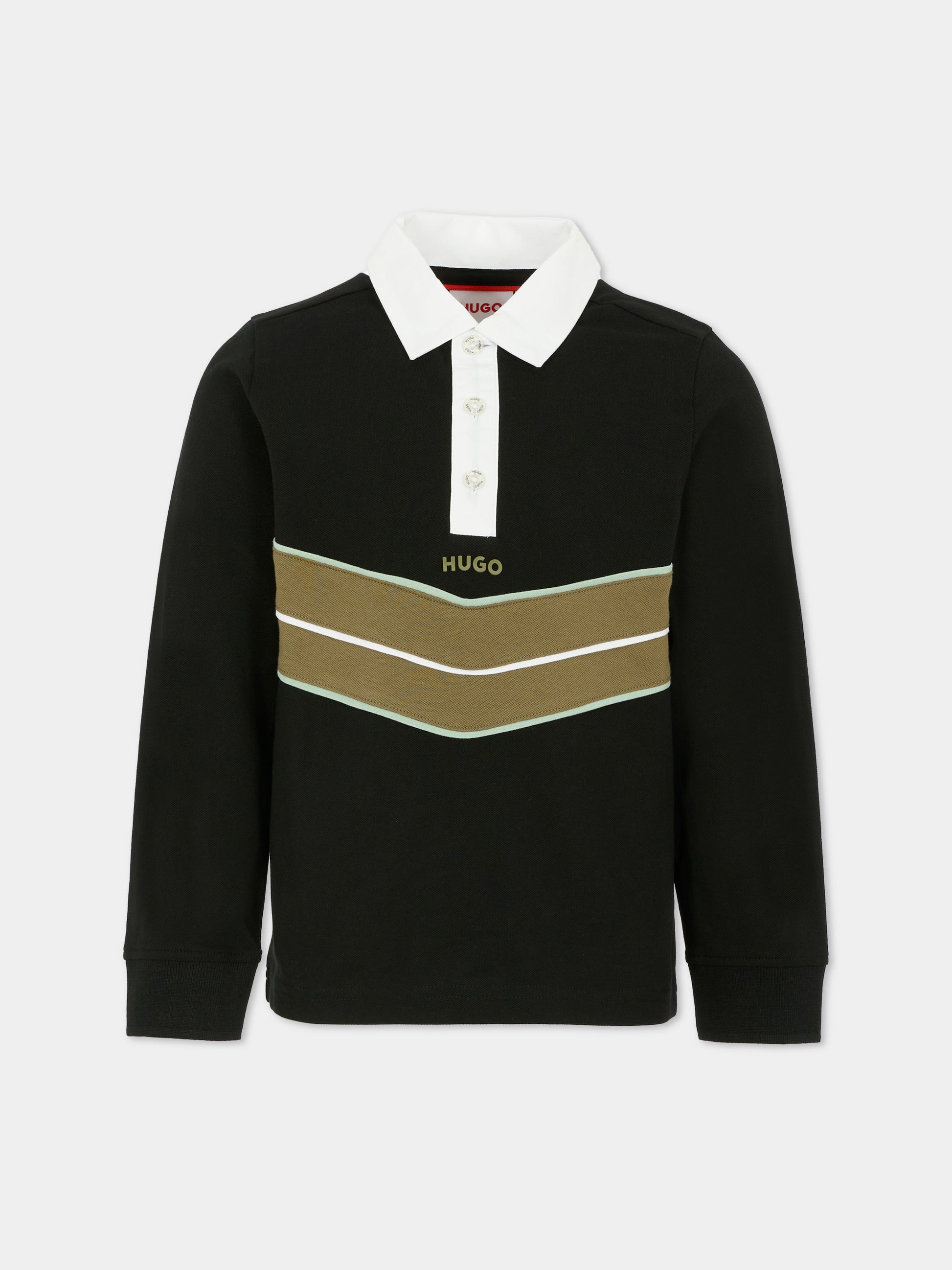 Polo nera per bambino con logo,Hugo,G00445 09B