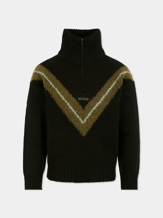 Dolcevita nero per bambino con logo,Hugo,G00455 09B