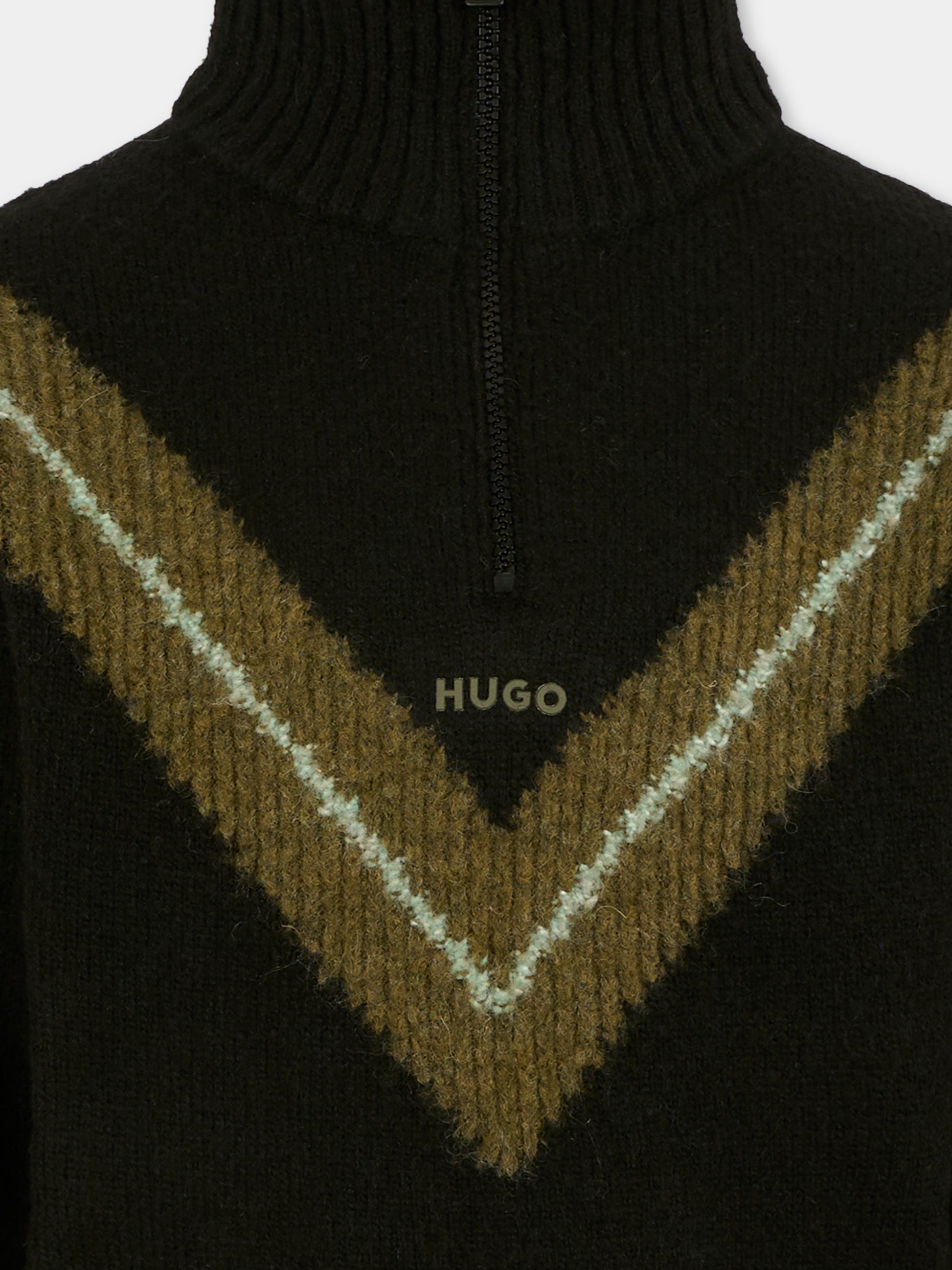 Dolcevita nero per bambino con logo,Hugo,G00455 09B