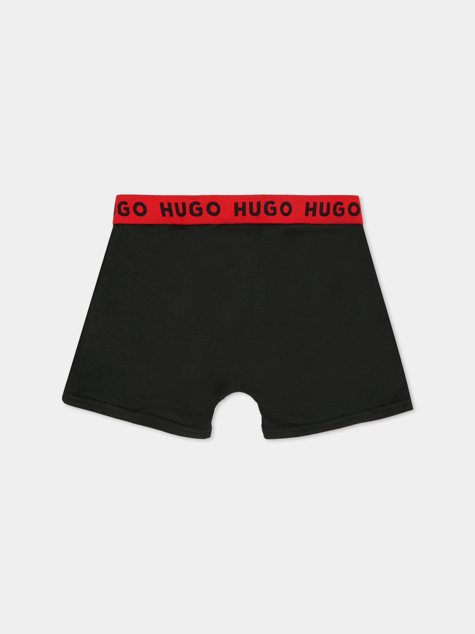 Set boxer nero per bambino con logo,Hugo,G00558 09B