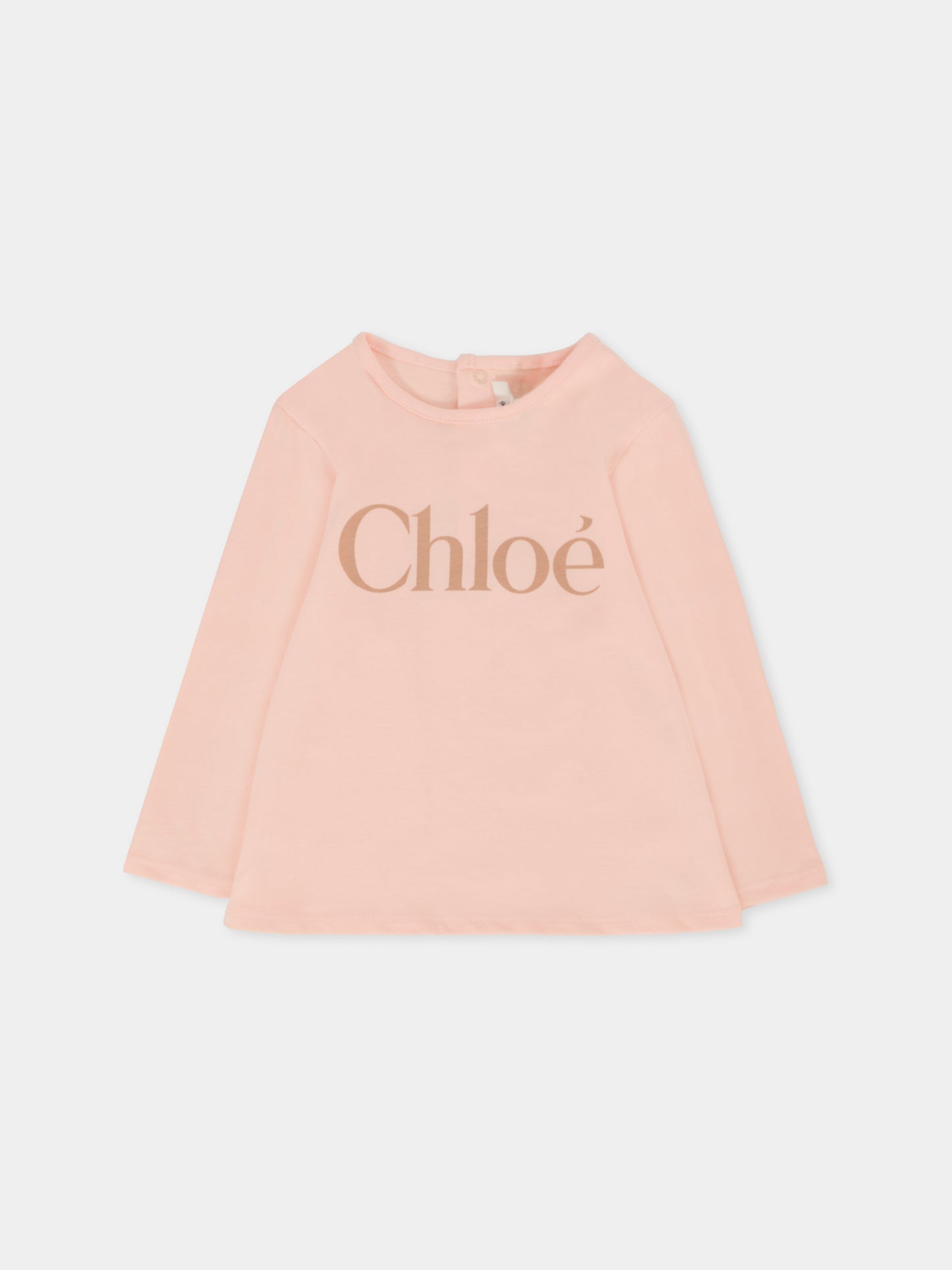 T-shirt rosa per neonata con logo,Chloé Kids,C20700 46J