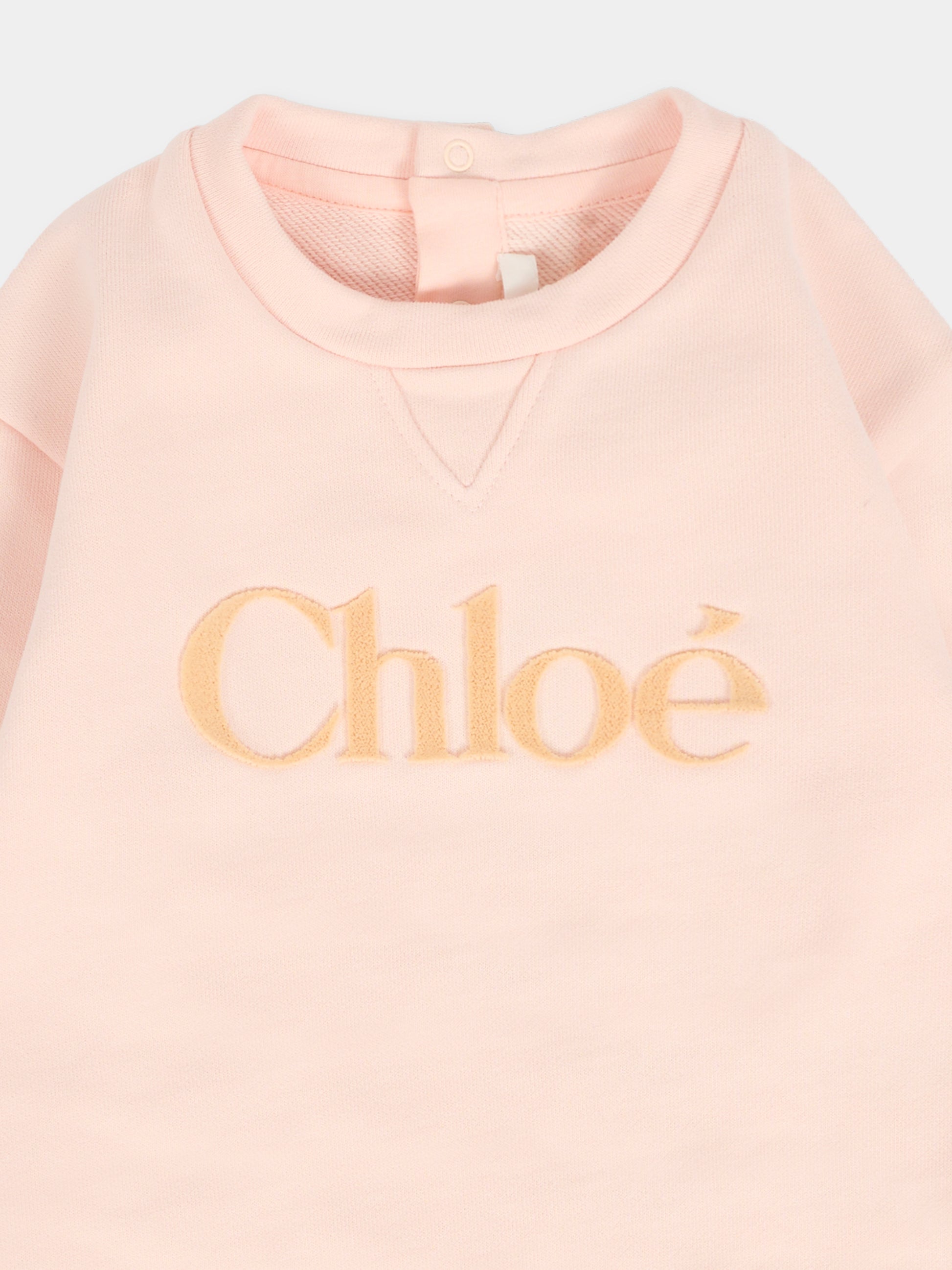 Felpa rosa per neonata con logo,Chloé Kids,C20702 46J