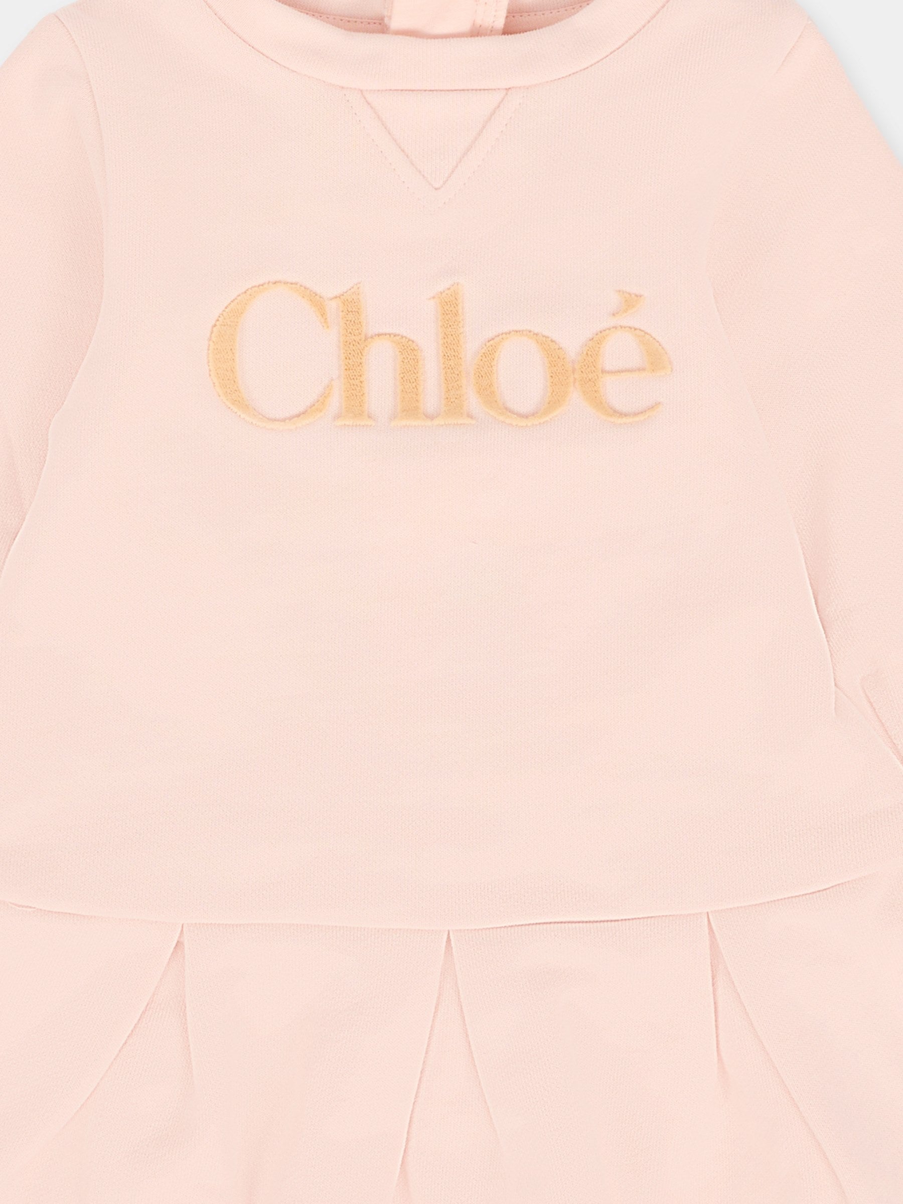 Vestito rosa per neonata con logo,Chloé Kids,C20709 46J