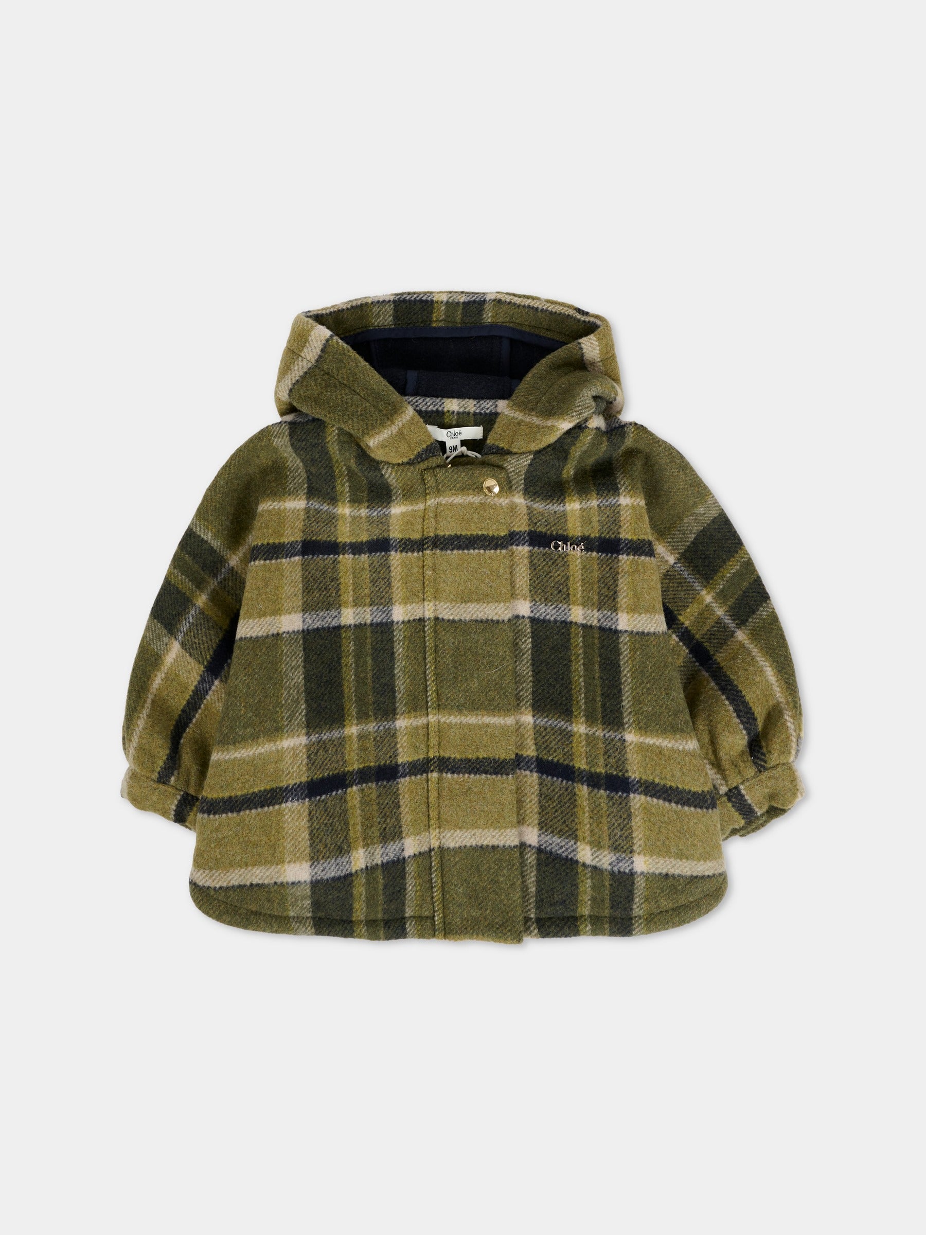 Cappa verde per neonata con logo,Chloé Kids,C20725 Z67