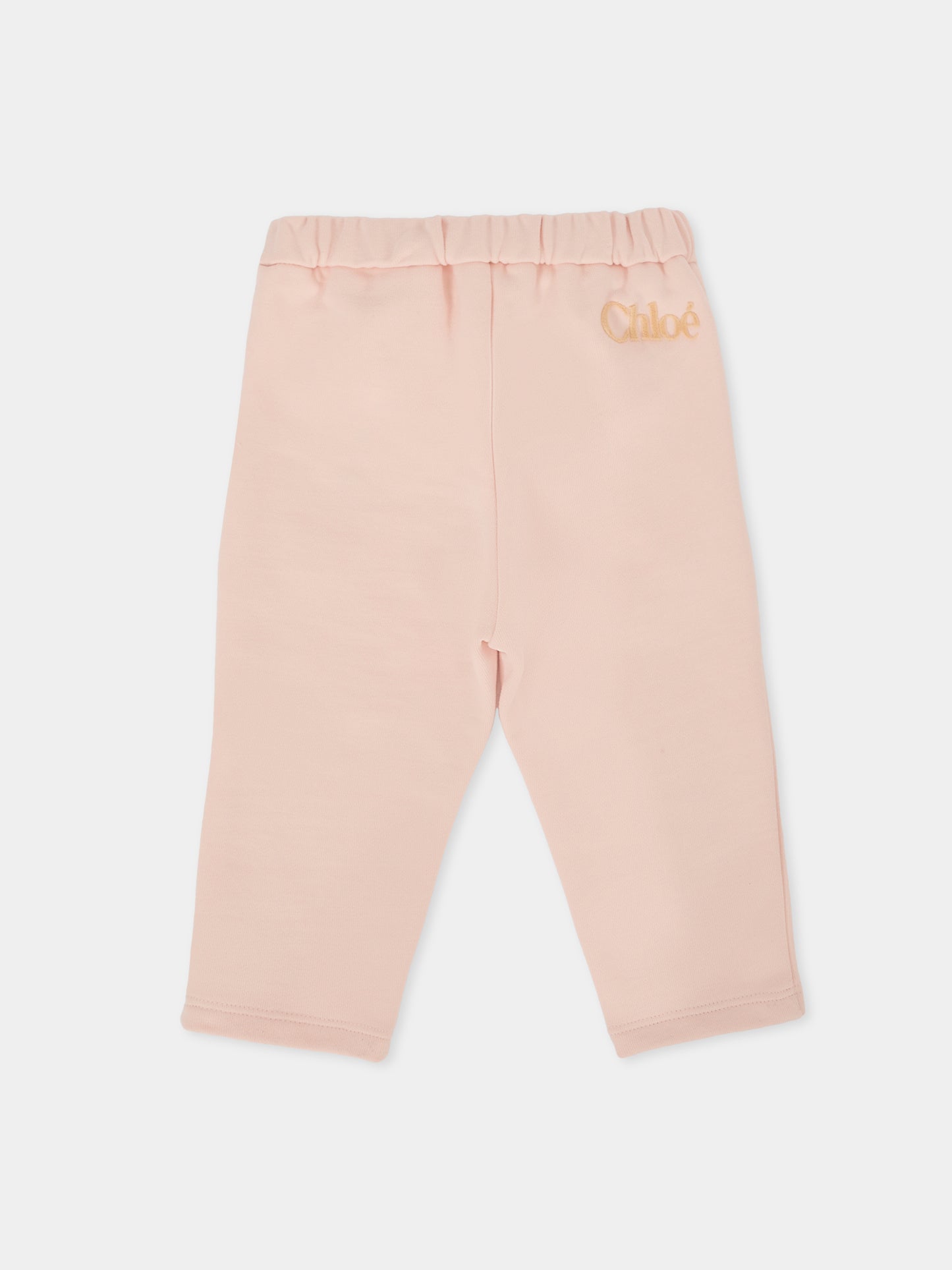 Pantaloni rosa per neonata con logo,Chloé Kids,C20738 46J