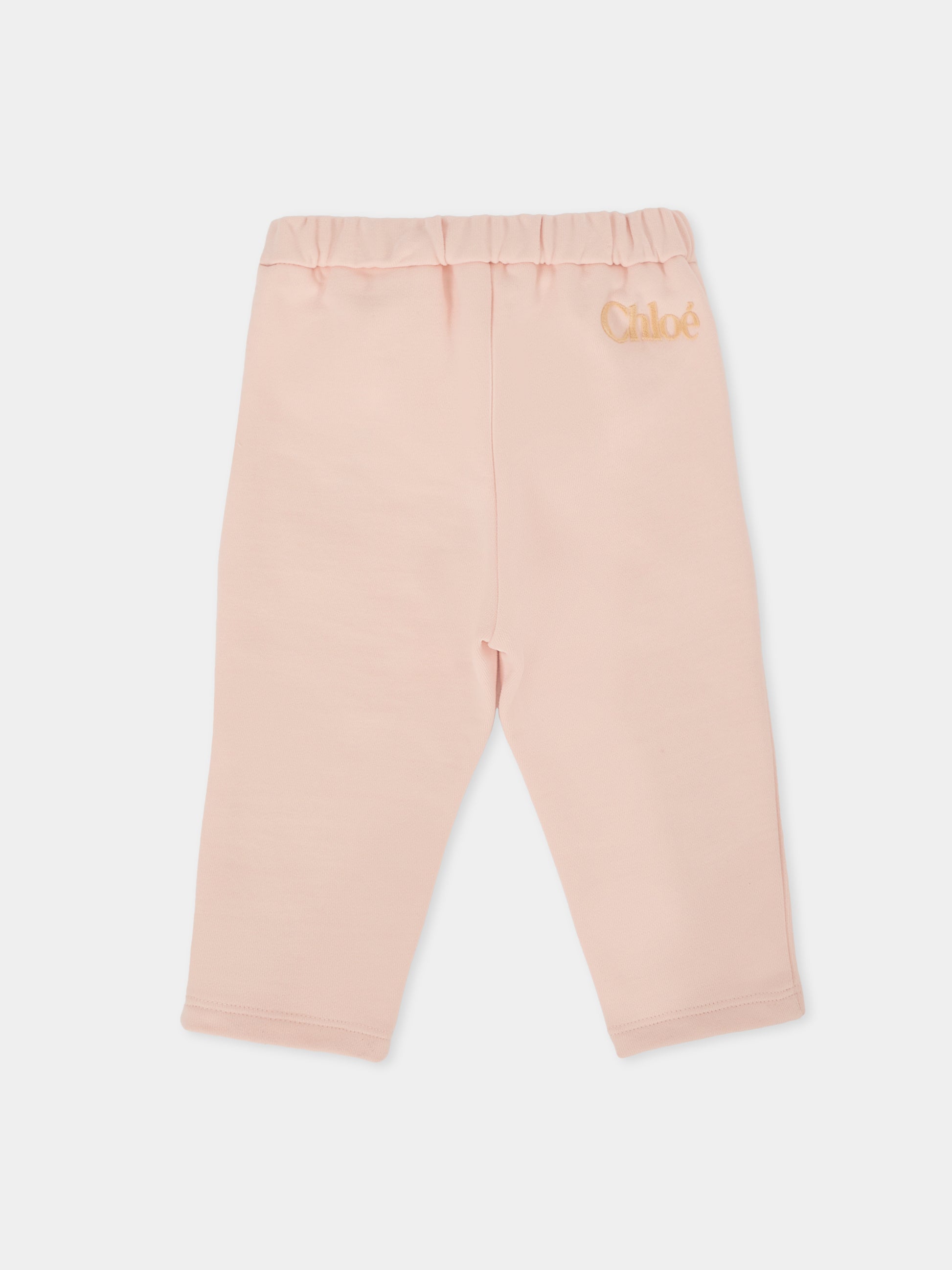 Pantaloni rosa per neonata con logo,Chloé Kids,C20738 46J