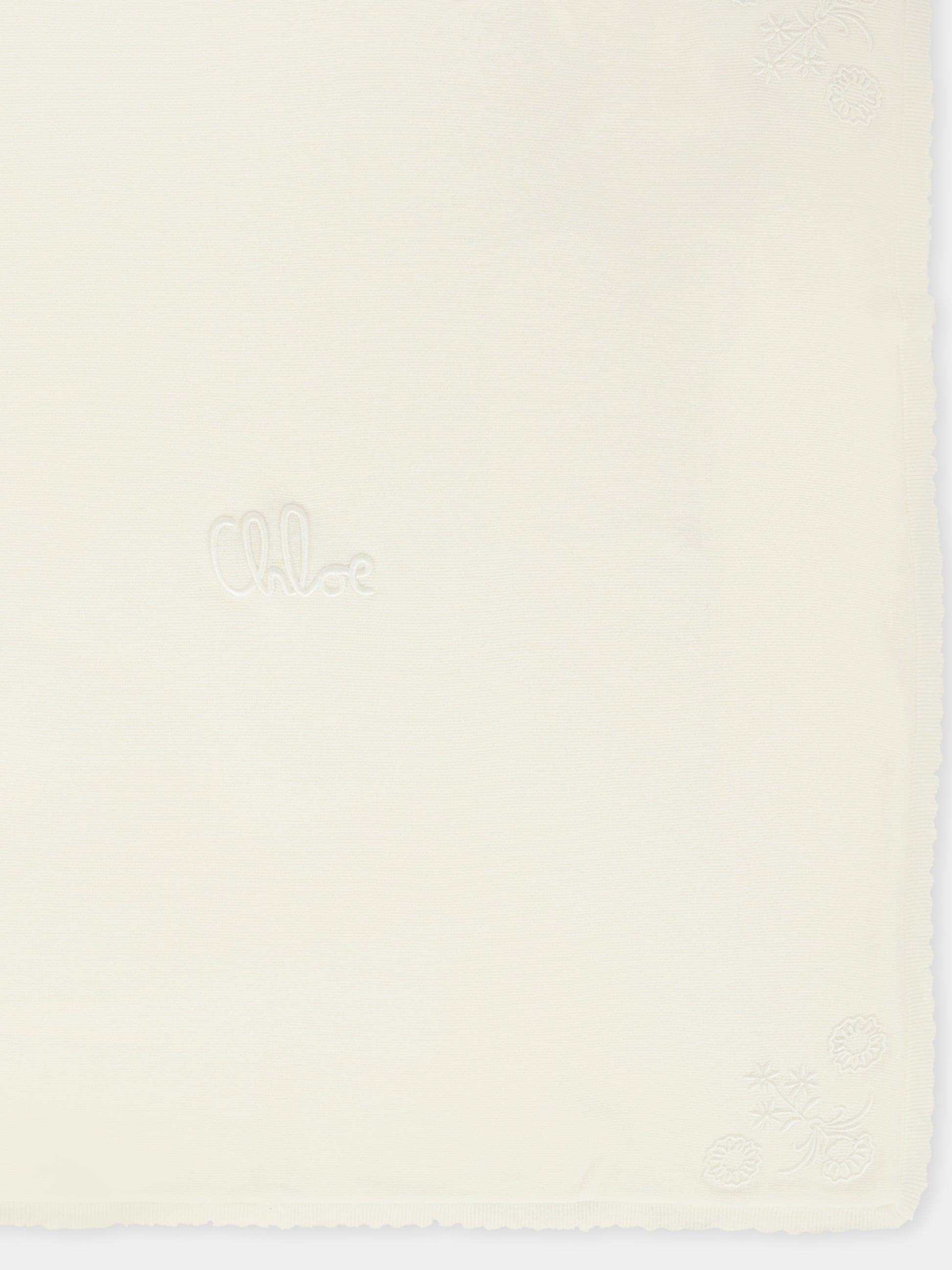 Coperta avorio per neonata con logo,Chloé Kids,C20771 117