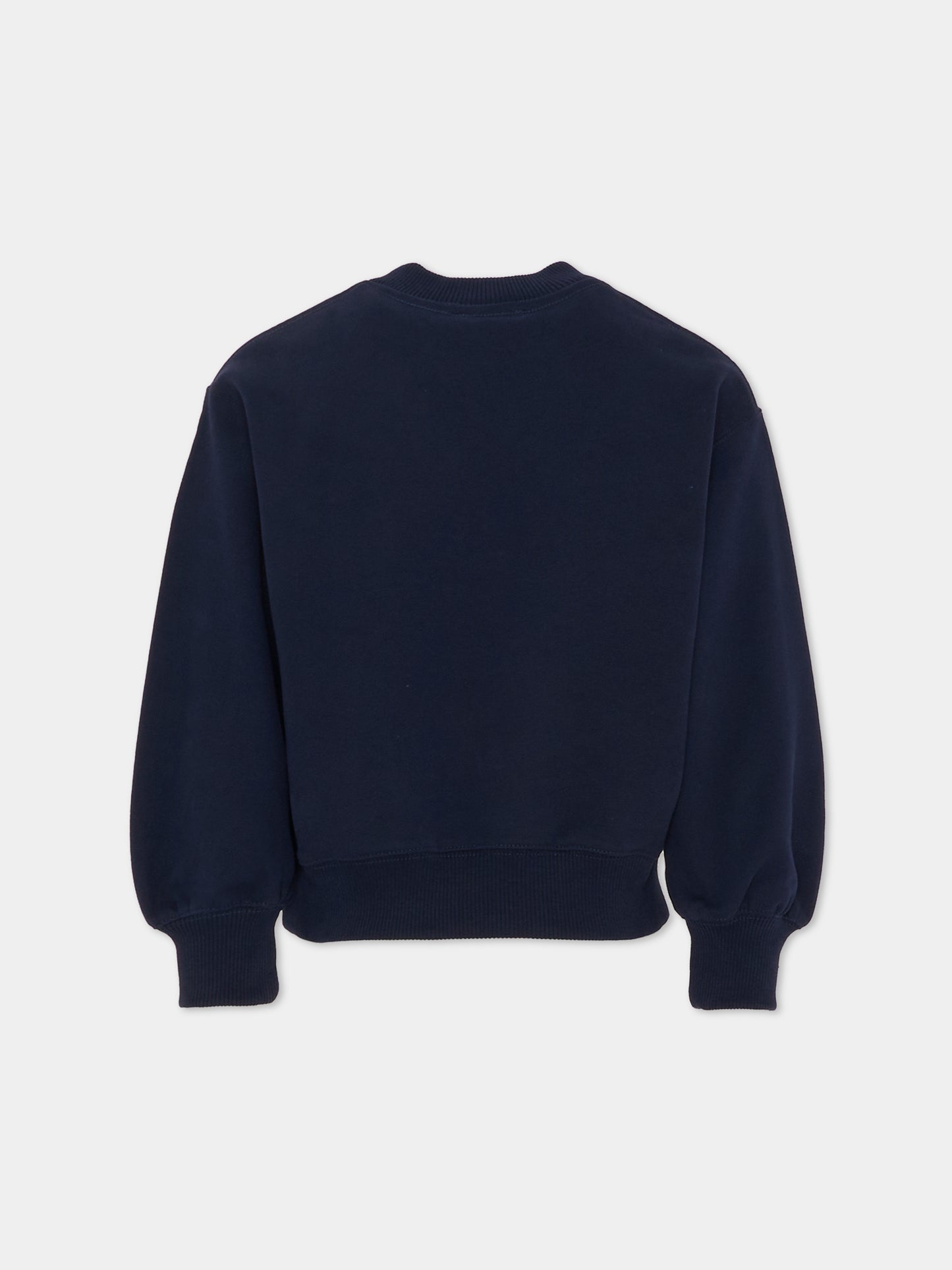 Felpa blu per bambina con logo in velluto,Chloé Kids,C20649 859