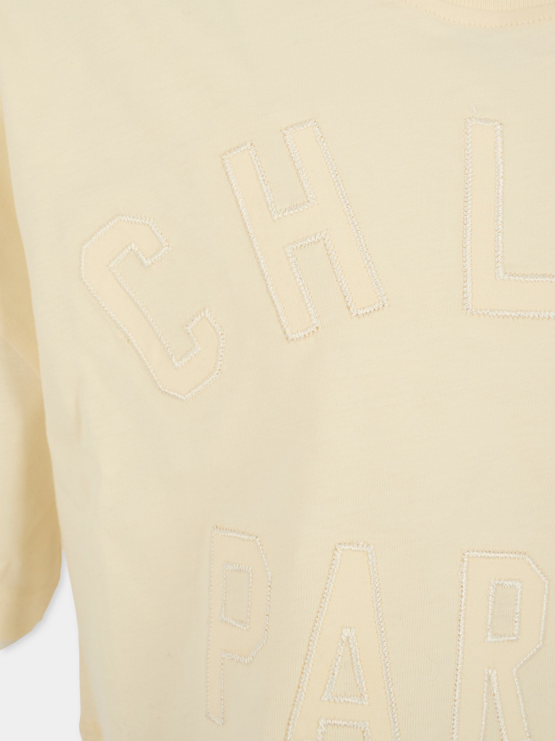 T-shirt crop avorio per bambina con logo,Chloé Kids,C20658 148