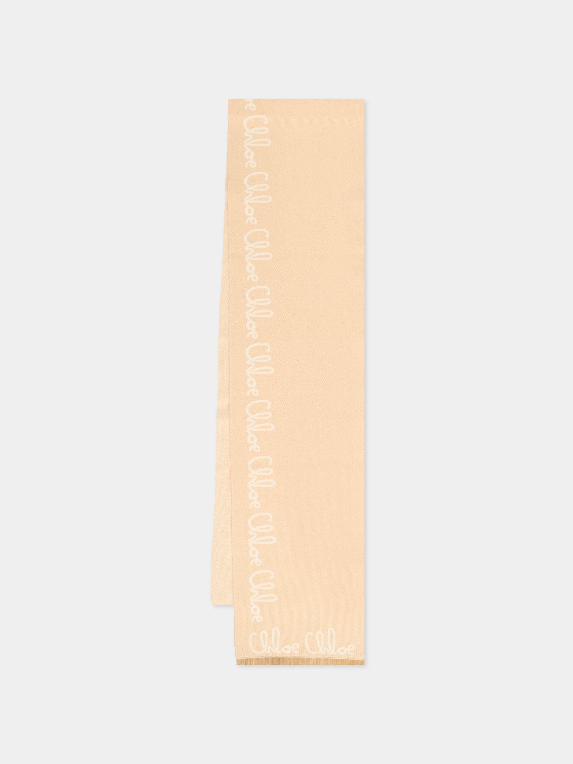Sciarpa beige per bambina con logo,Chloé Kids,C20674 257