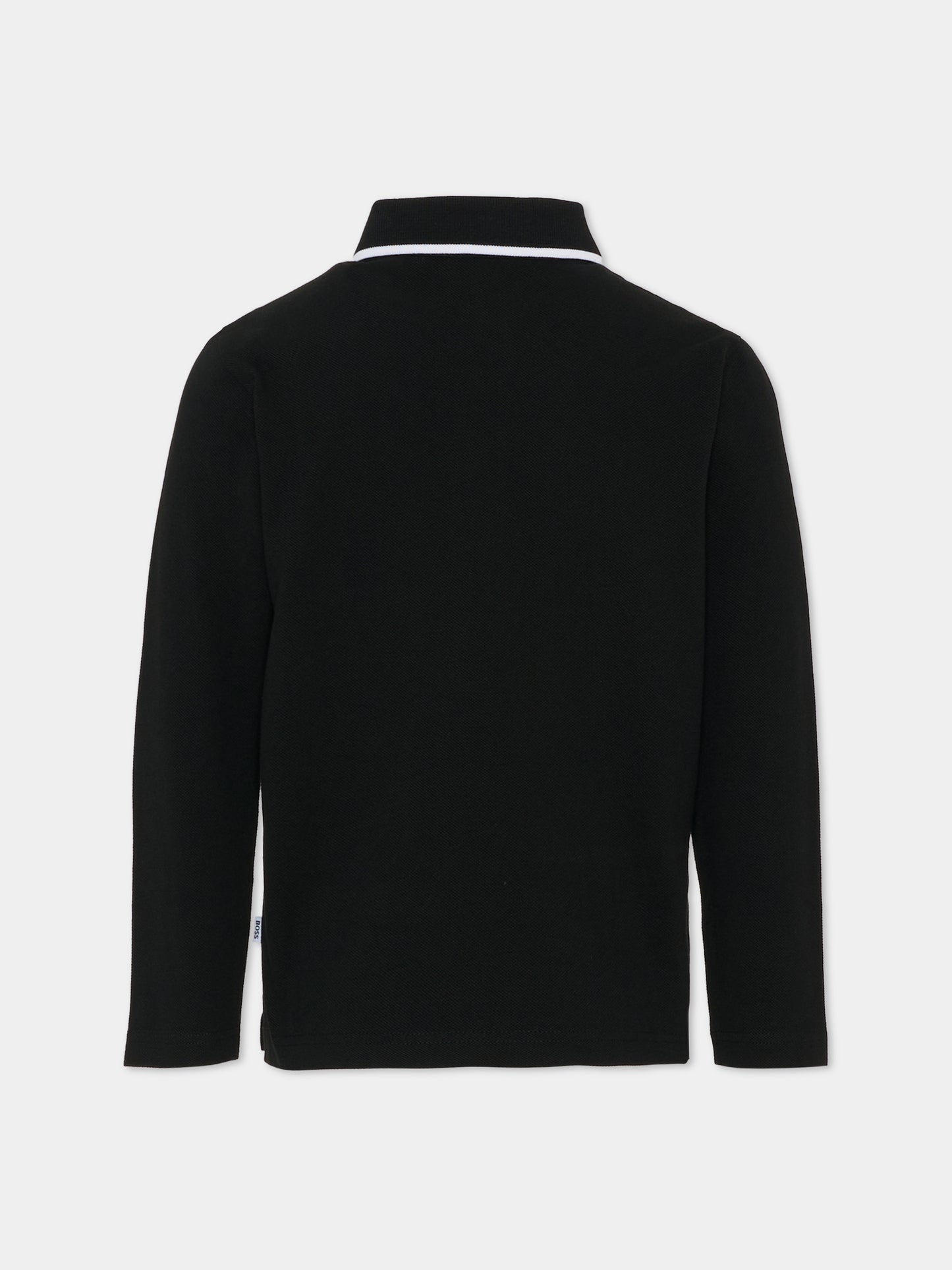 Polo nera per bambino con logo,Boss,J52330 09B