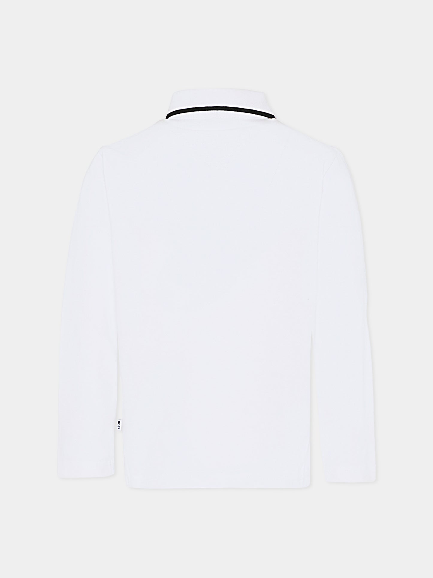 Polo bianca per bambino con logo,Boss,J52330 10P