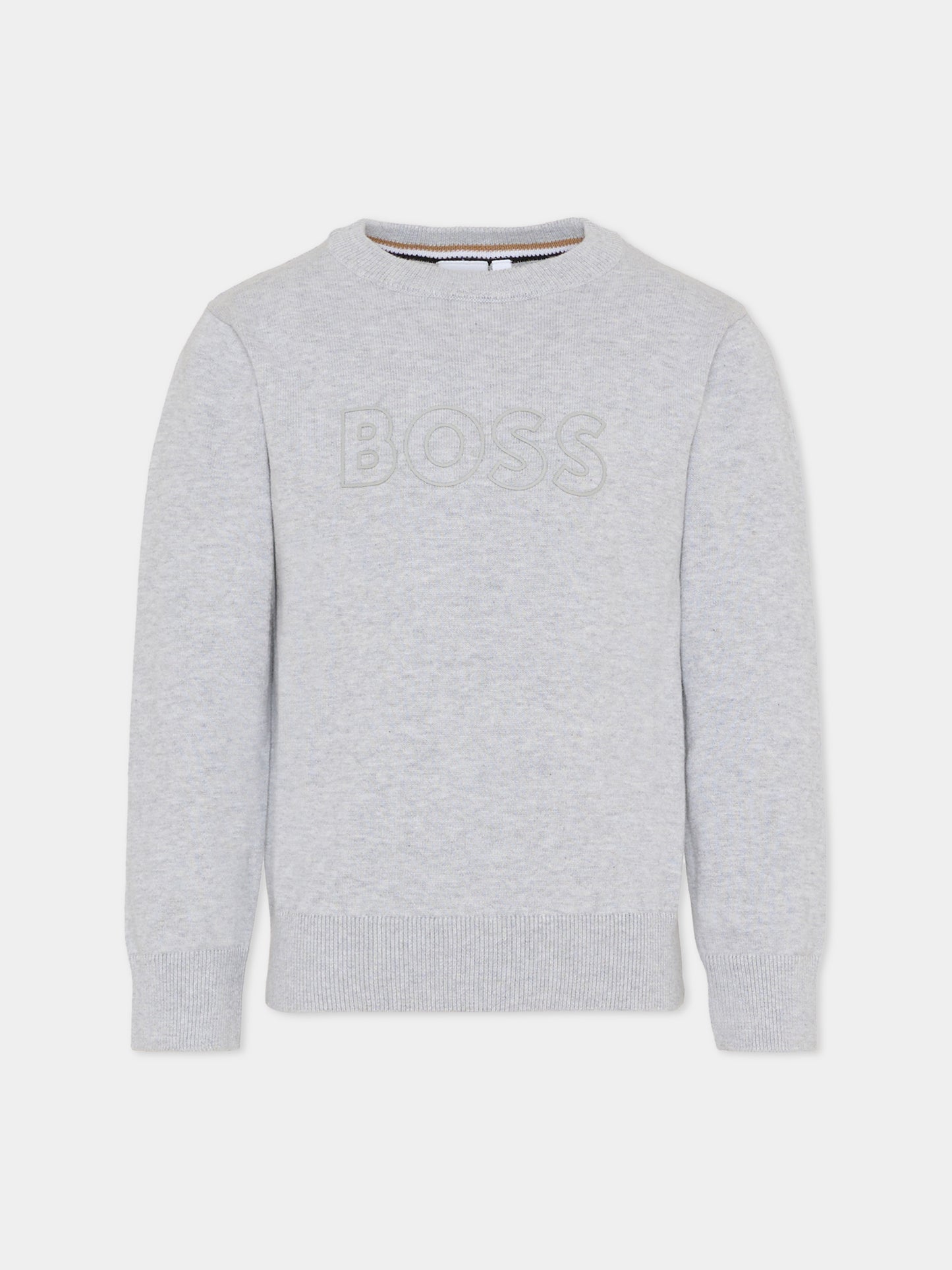 Maglione grigio per bambino con logo,Boss,J52338 A32