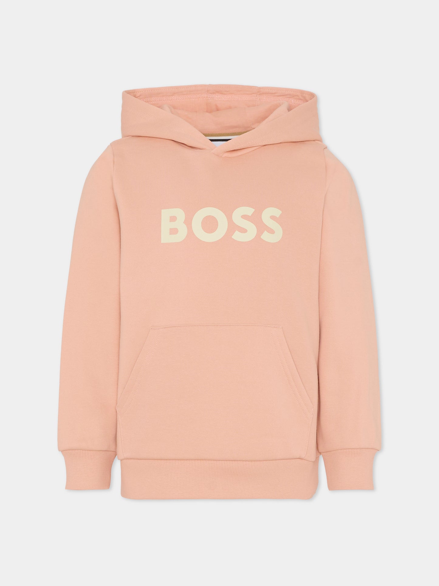 Felpa rosa per bambini con logo bianco,Boss,J52351 44S
