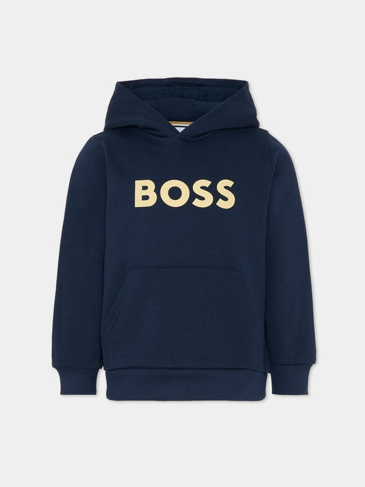 Felpa blu per bambino con logo bianco,Boss,J52351 849