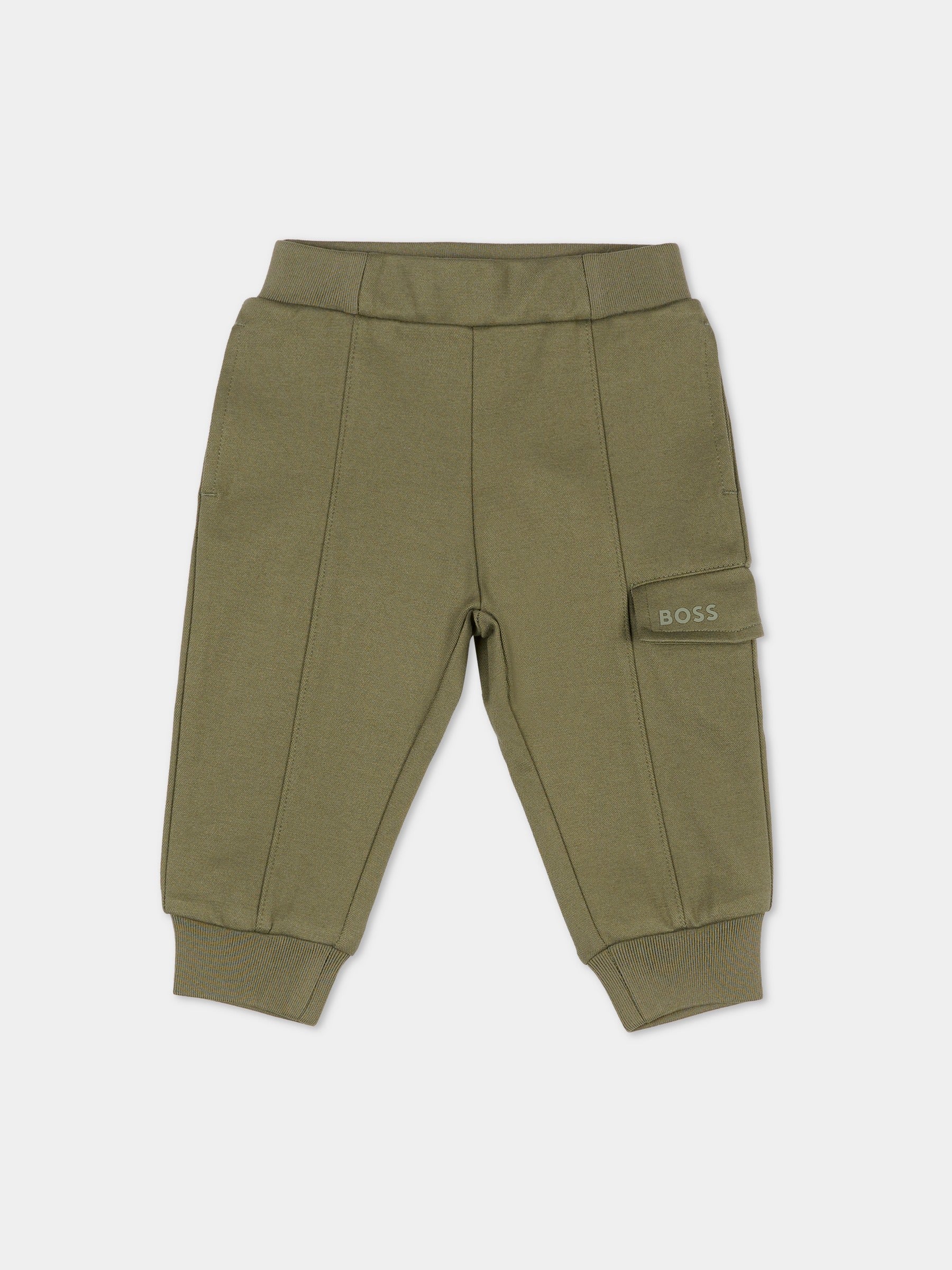 Pantaloni verdi per neonato con logo,Boss,J52436 724