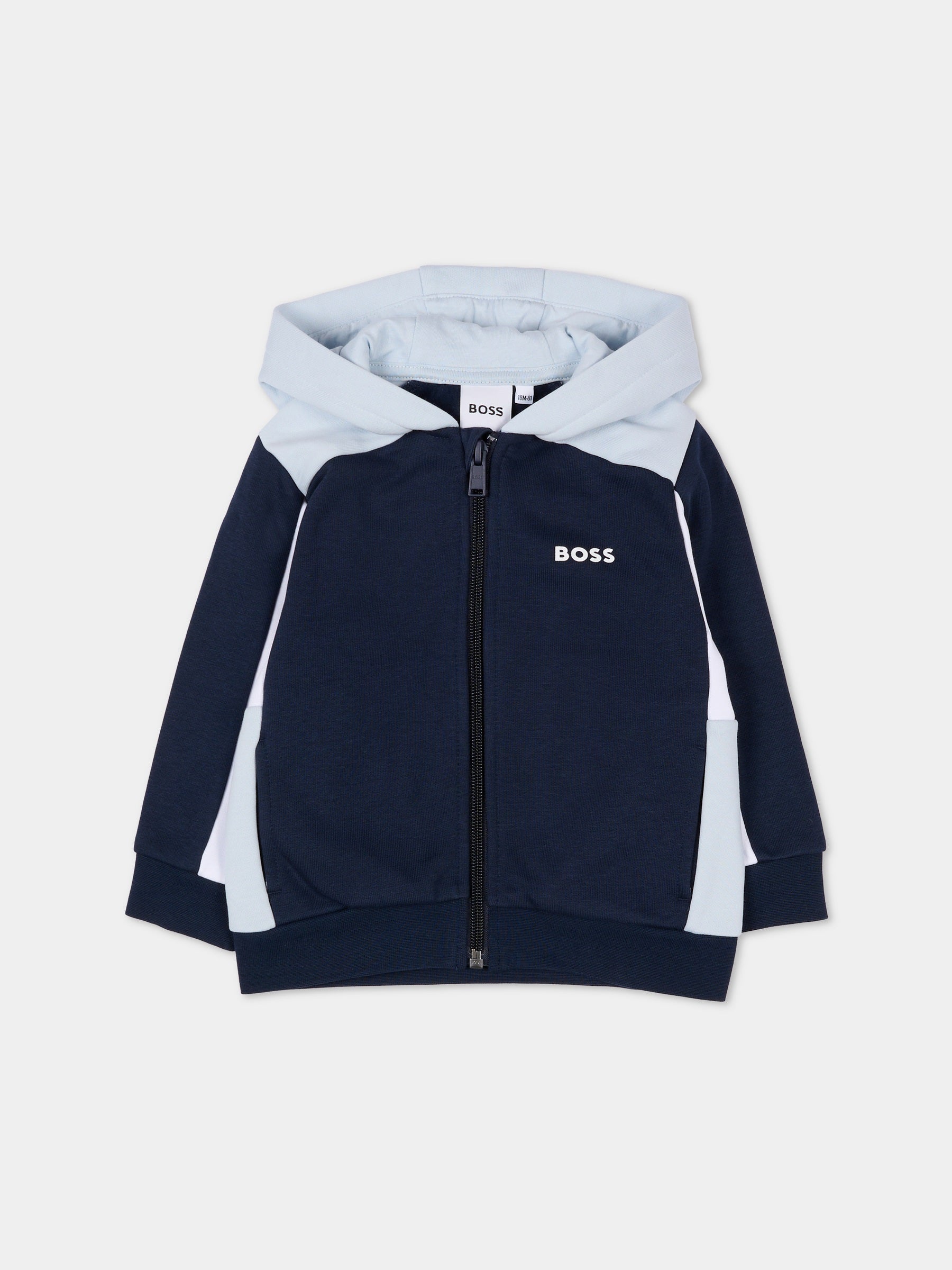 Felpa blu per neonato con logo,Boss,J52447 849