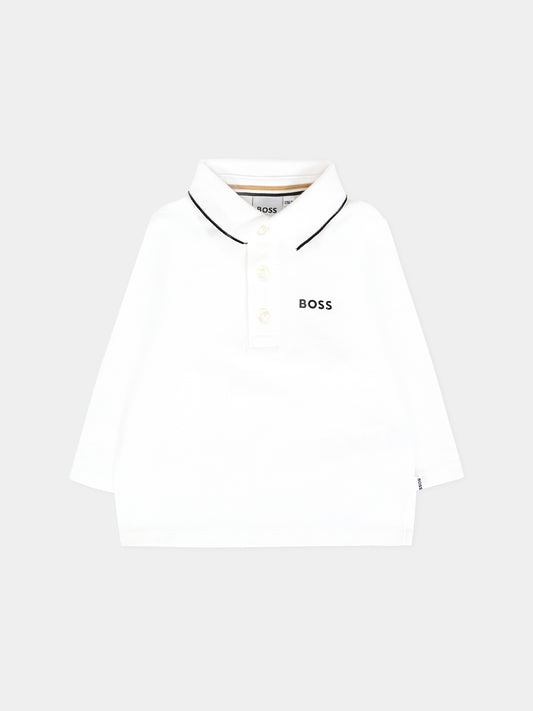 Polo bianca per neonato con logo,Boss,J52449 10P