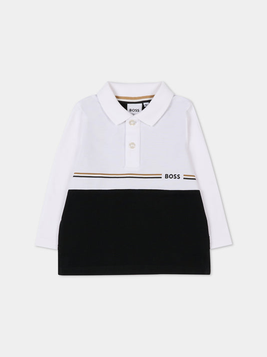 Polo nera per neonato con logo,Boss,J52456 09B