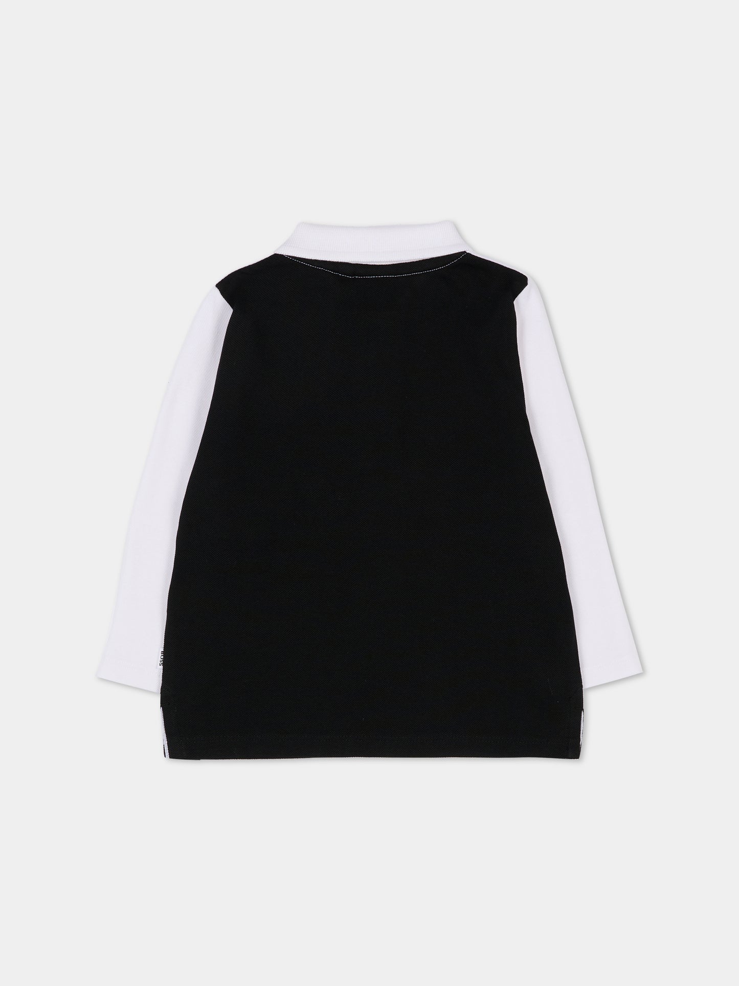 Polo nera per neonato con logo,Boss,J52456 09B