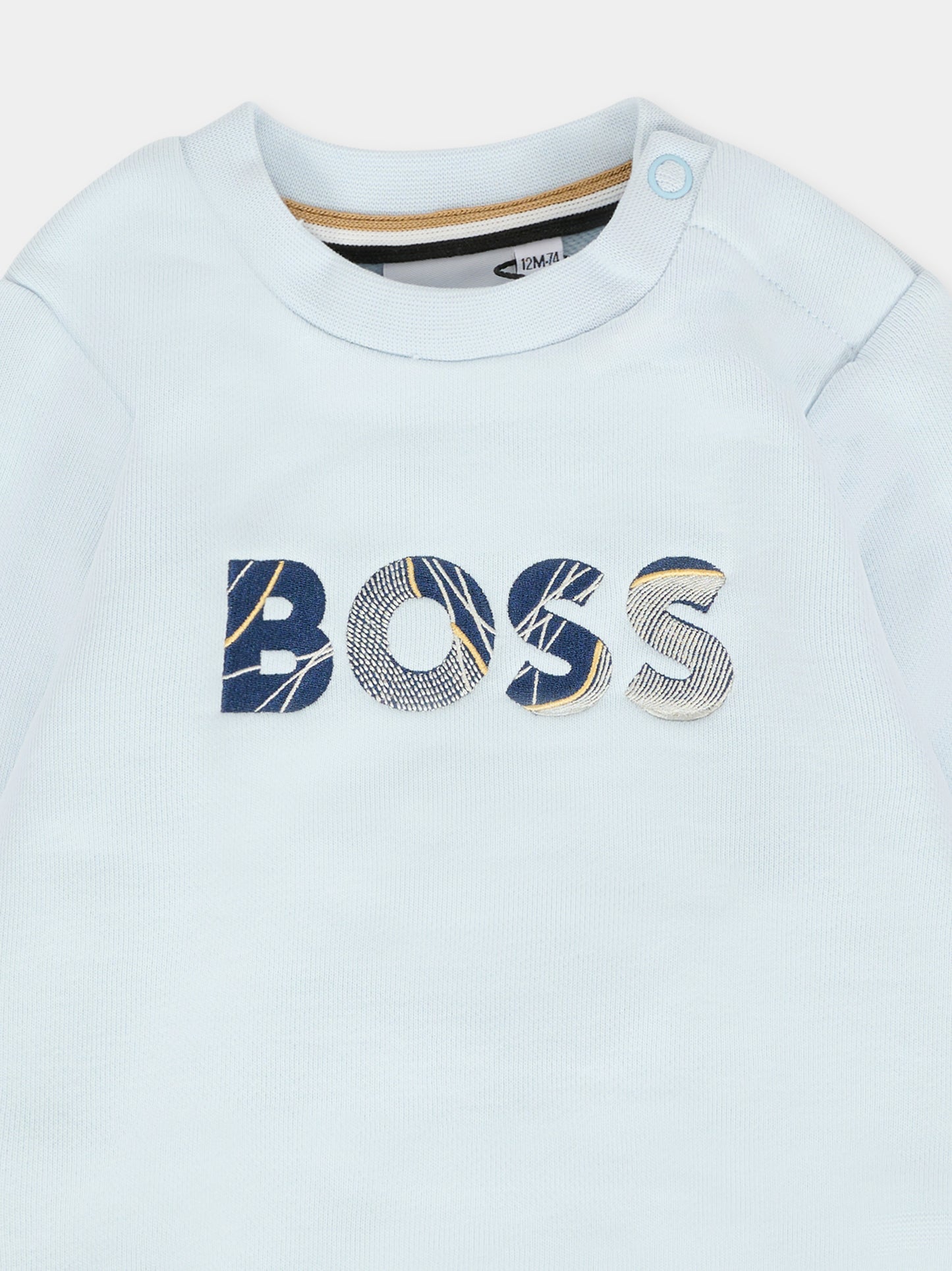 Felpa celeste per neonato con logo ricamato,Boss,J52457 791