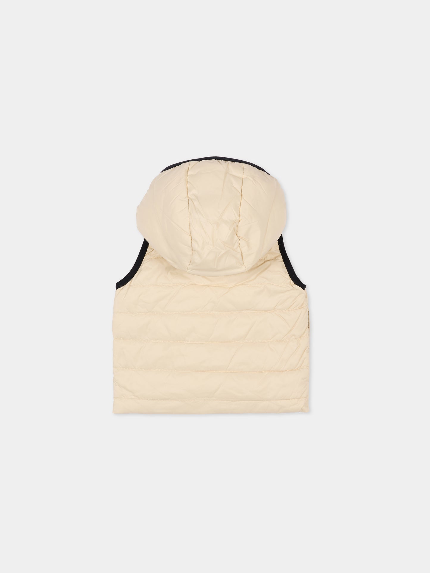 Gilet reversibile beige per neonato con logo,Boss,J52474 21C