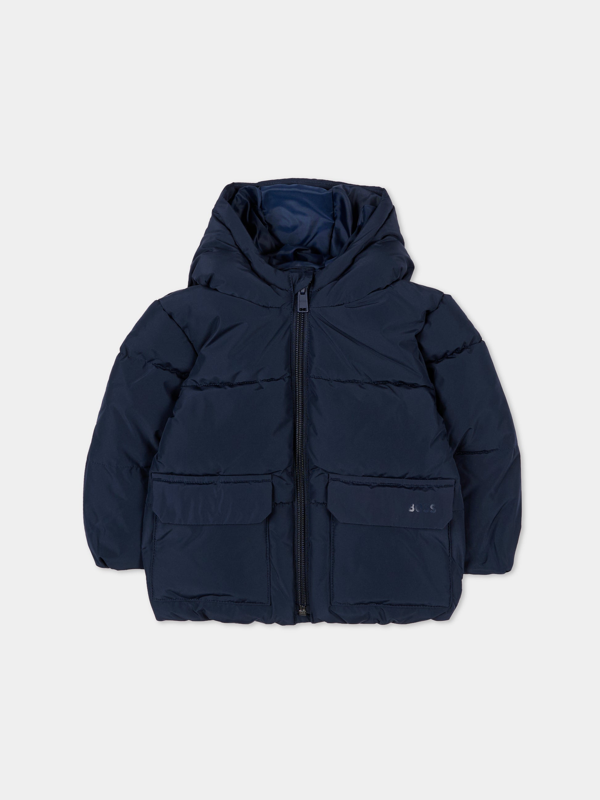 Piumino blu per neonato con logo,Boss,J52476 849