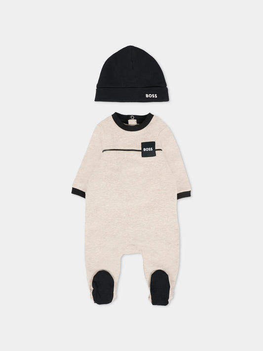 Set tutina beige per neonato con patch,Boss,J52487 B51