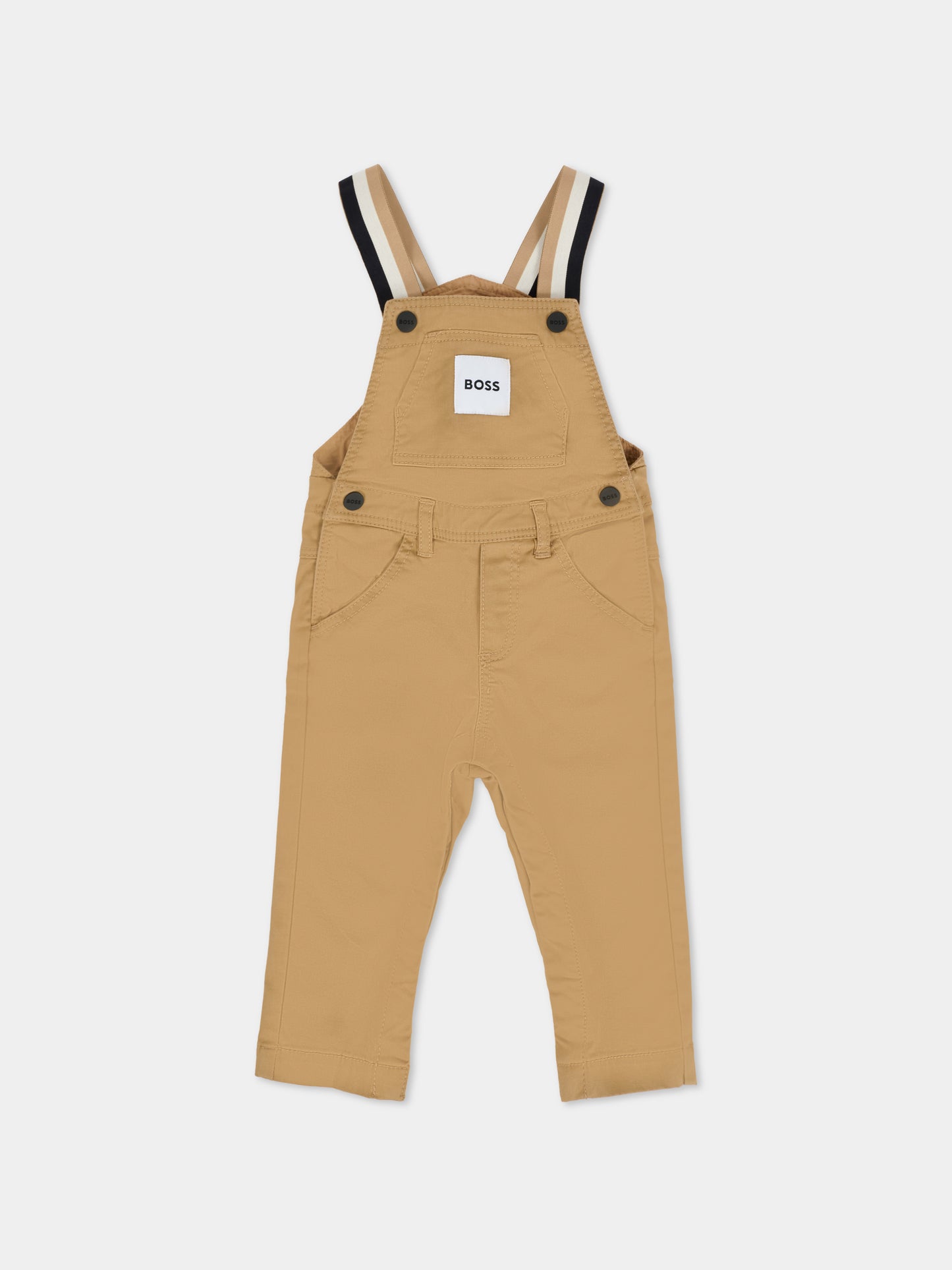 Salopette beige per neonato con patch,Boss,J52517 269
