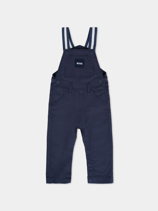 Salopette blu per neonato con patch,Boss,J52517 849