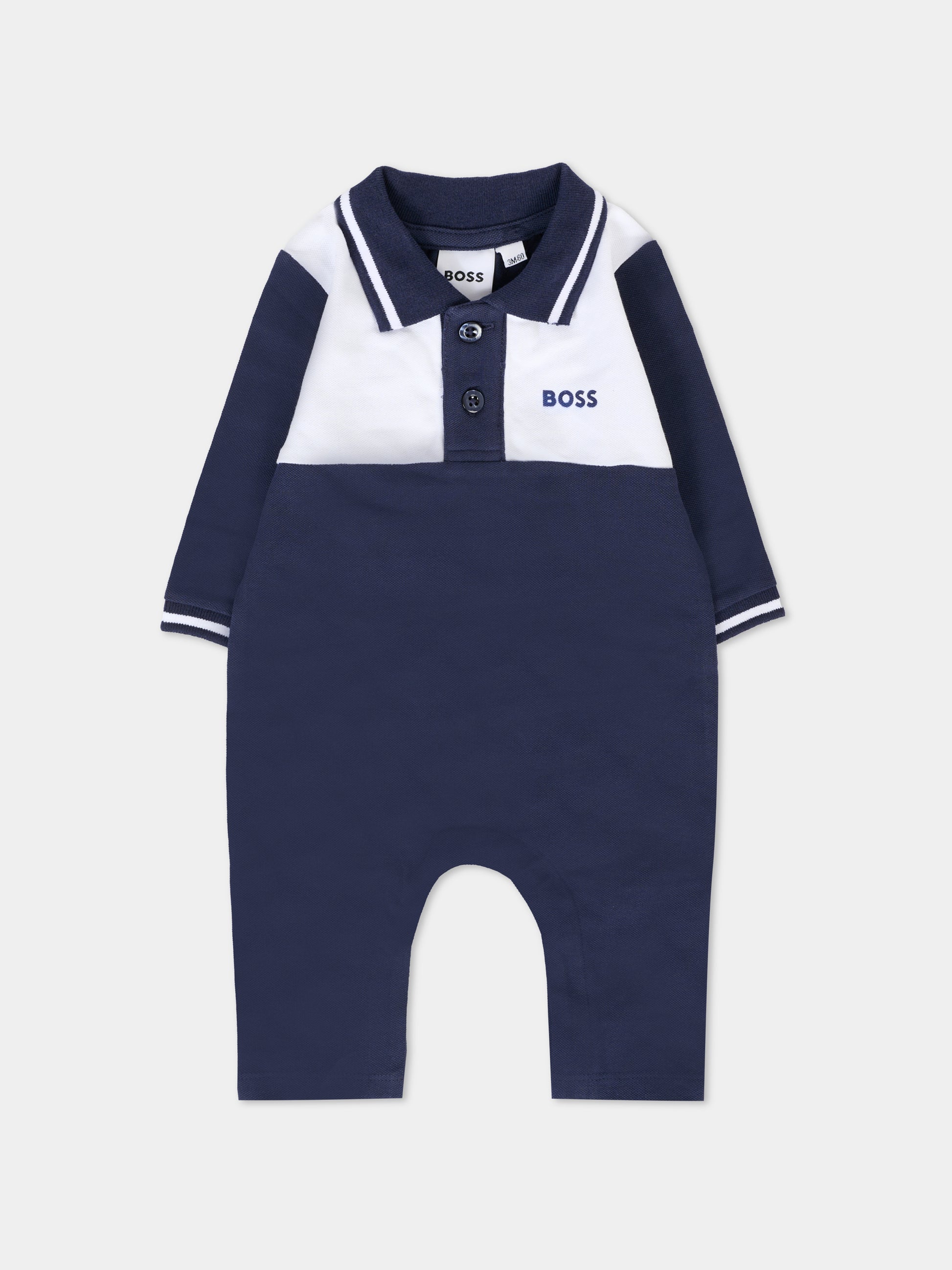 Tutina blu per neonato con logo,Boss,J52520 849