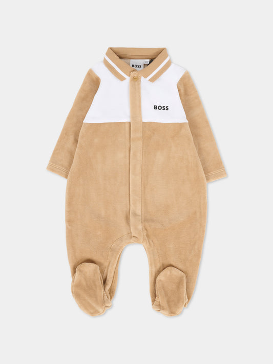 Tutina beige per neonato con logo,Boss,J52522 269