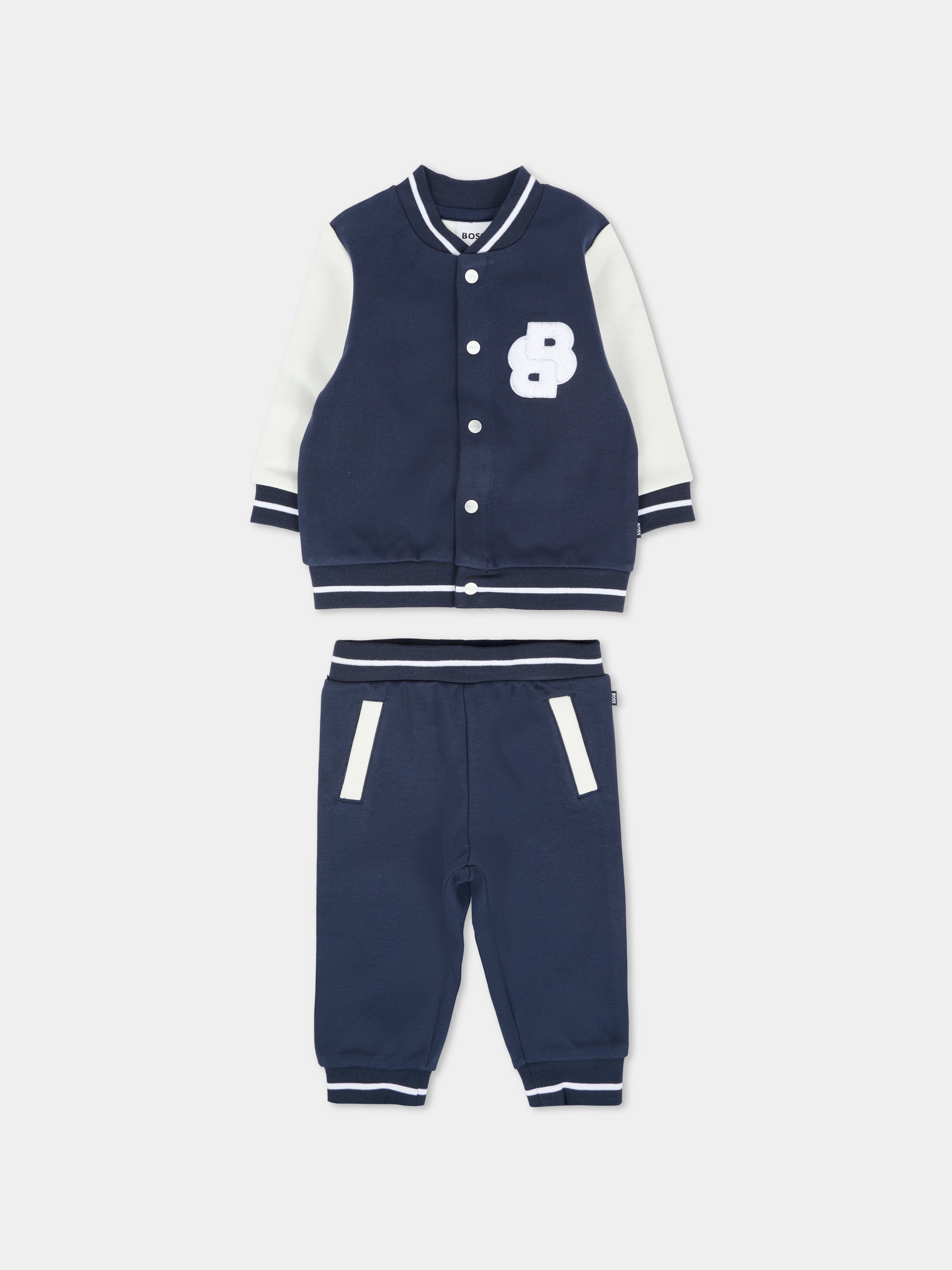 Completo blu per neonato con logo BB,Boss,J52537 849