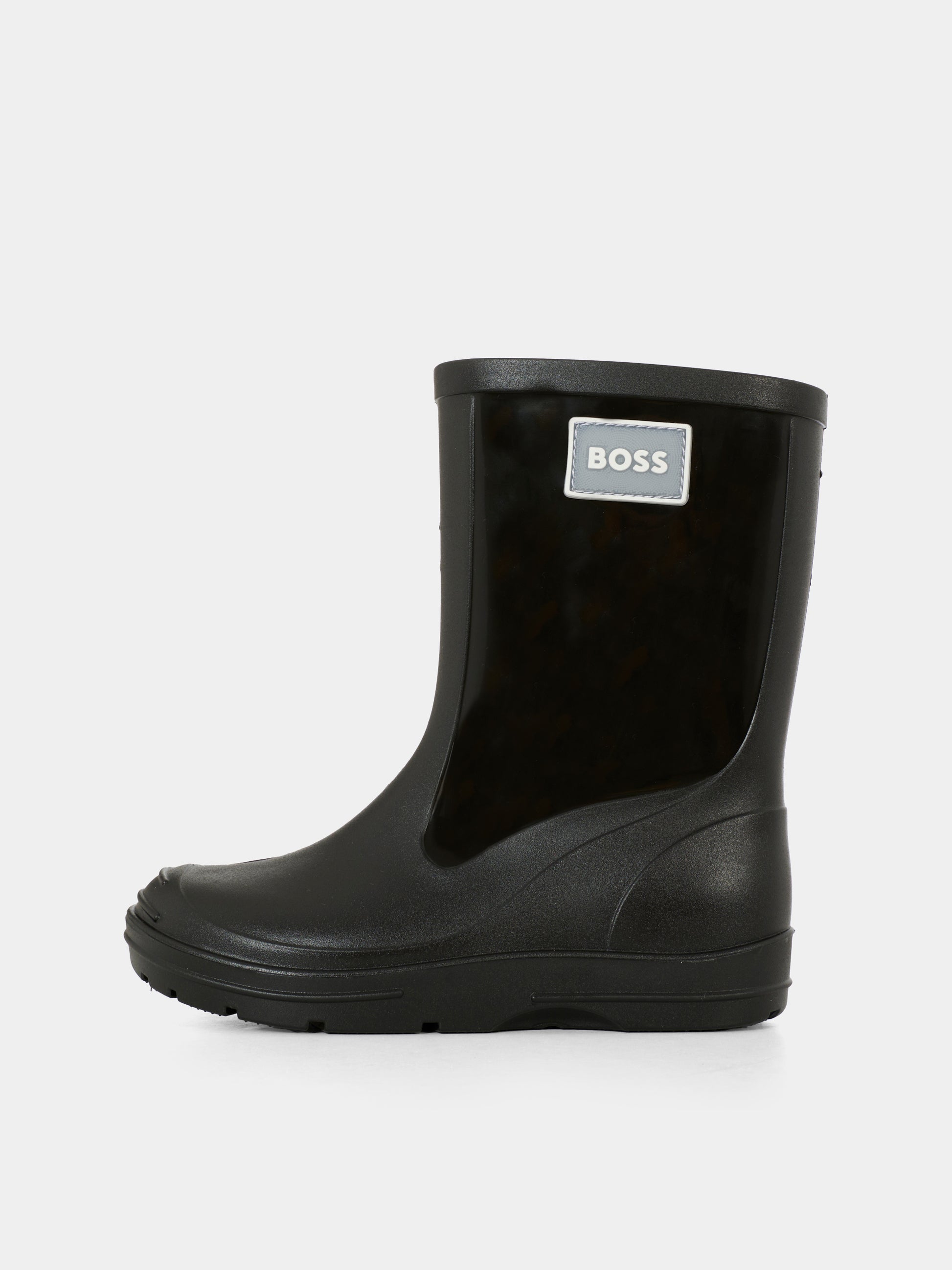 Stivali neri da pioggia per bambino con logo bianco,Boss,J52581 09B