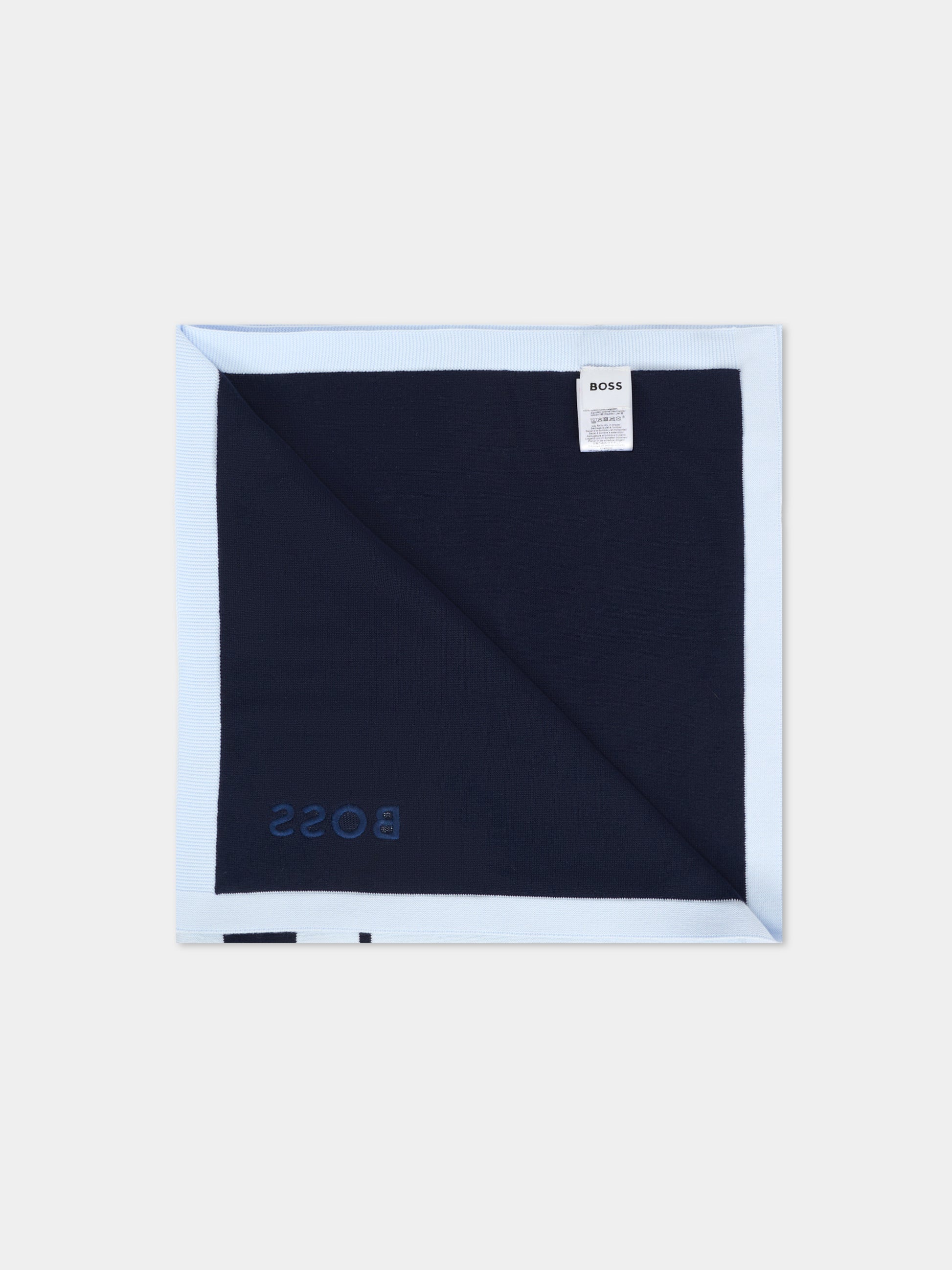 Coperta celeste per neonato con logo,Boss,J52600 771