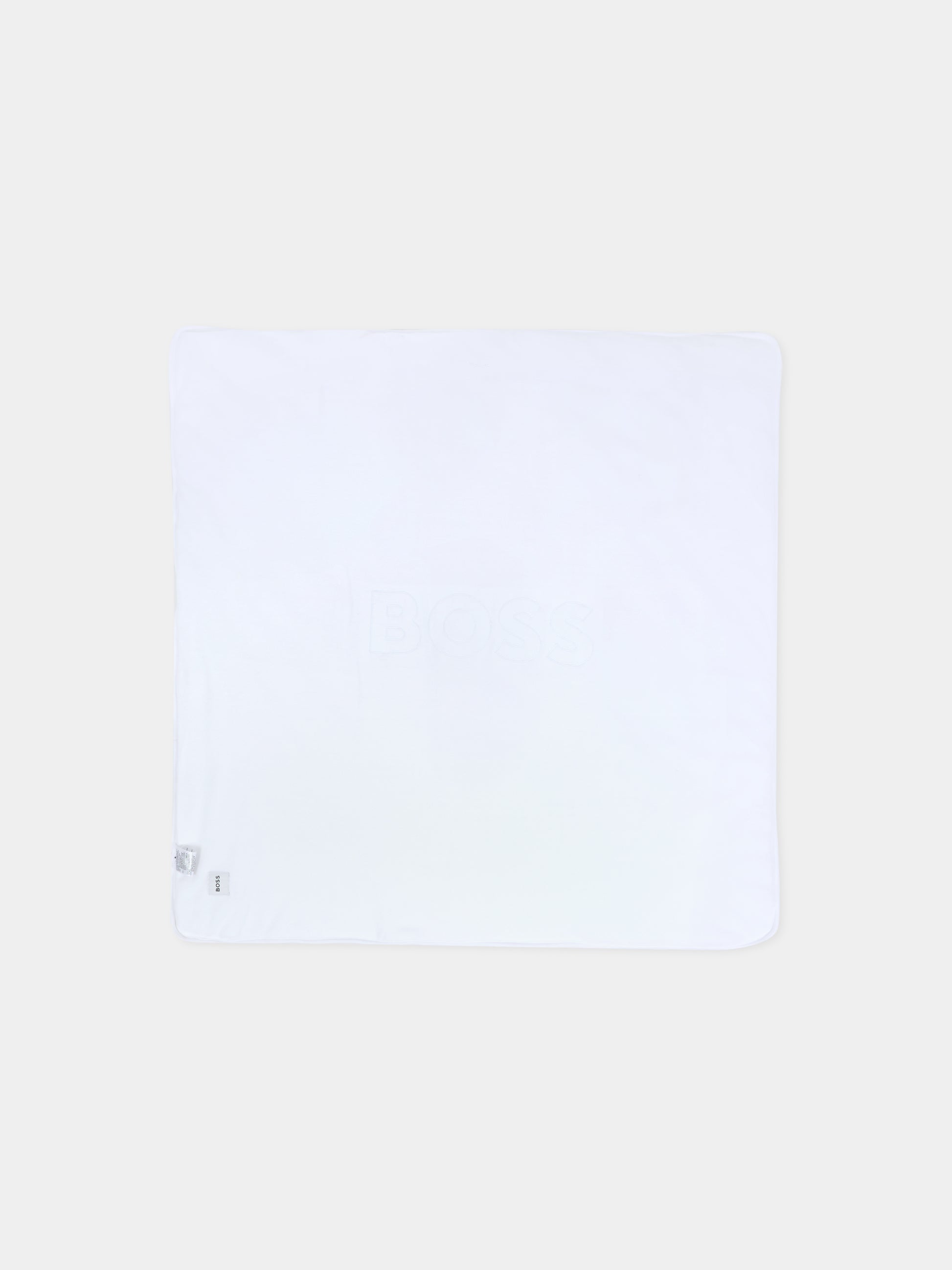 Coperta bianca reversibile per neonato con logo BB,Boss,J52601 10P