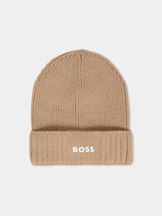 Berretto beige per bambino con logo,Boss,J52616 269