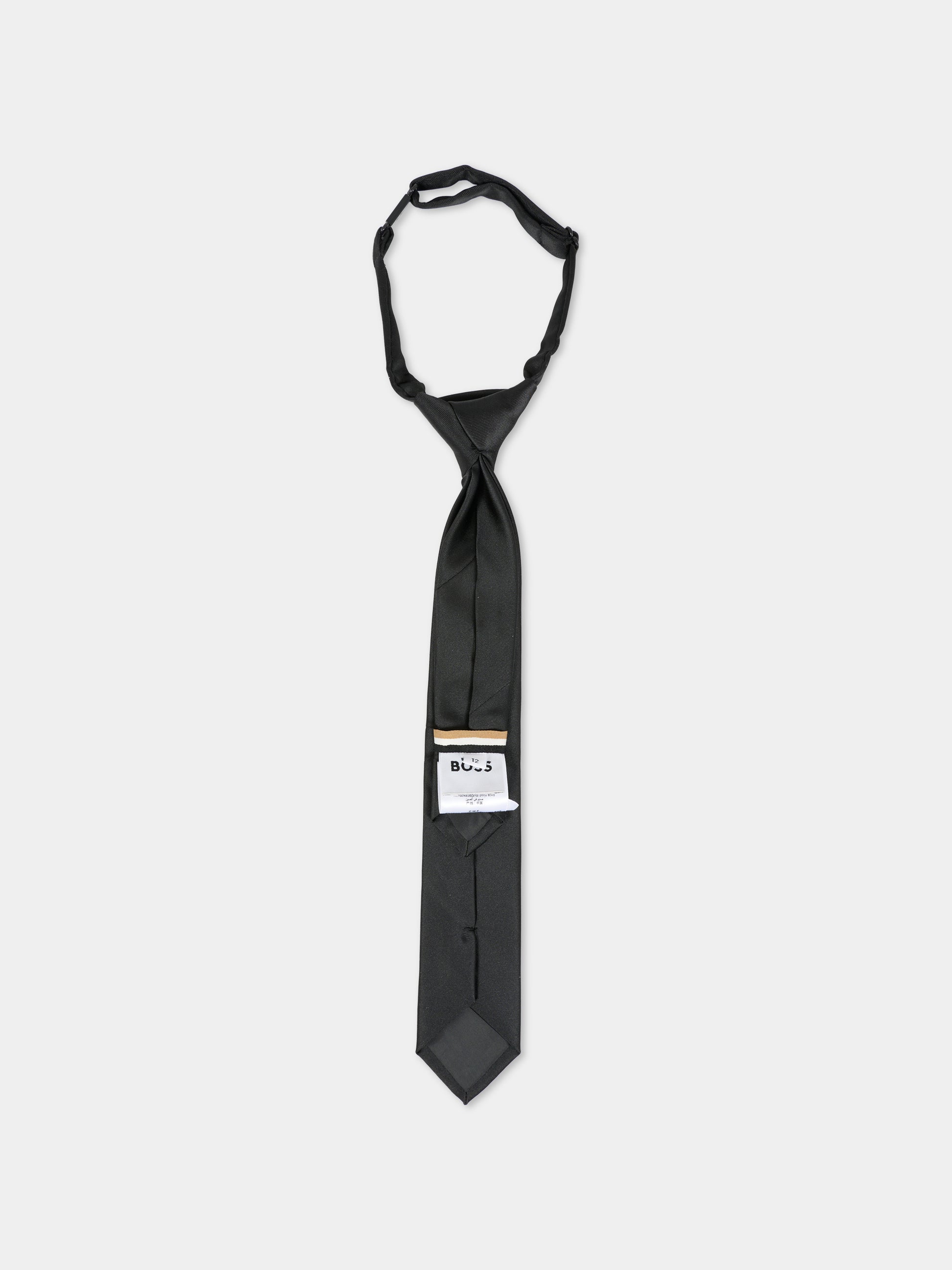Cravatta nera per bambino con logo,Boss,J52630 09B