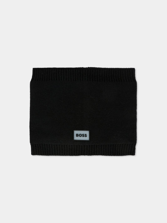 Scaldacollo nero per bambino con patch,Boss,J52635 09B