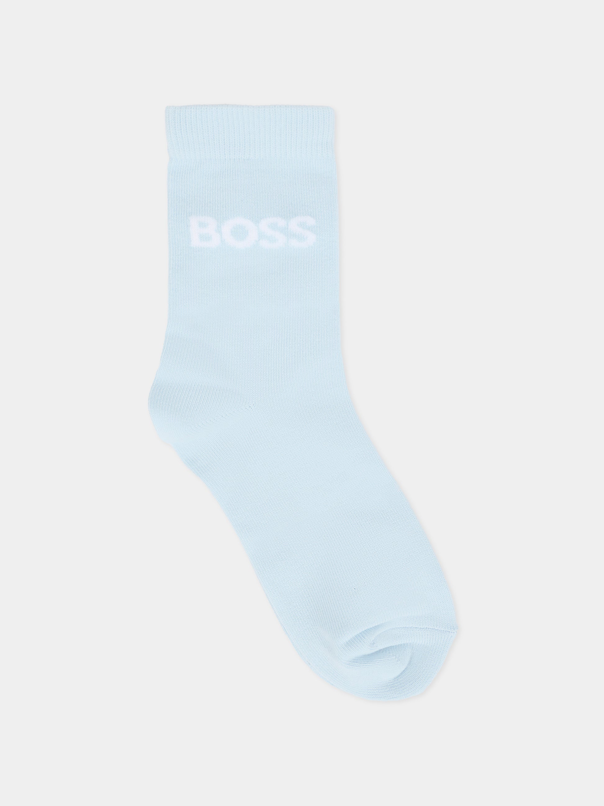 Set calze bianco per bambino con logo,Boss,J52636 10P