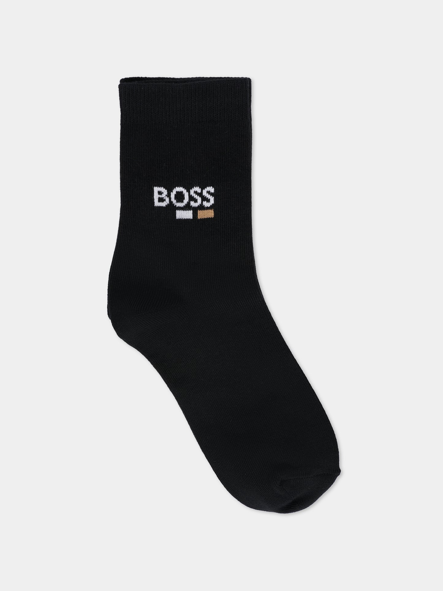 Set calze nere per bambino con logo,Boss,J52637 09B