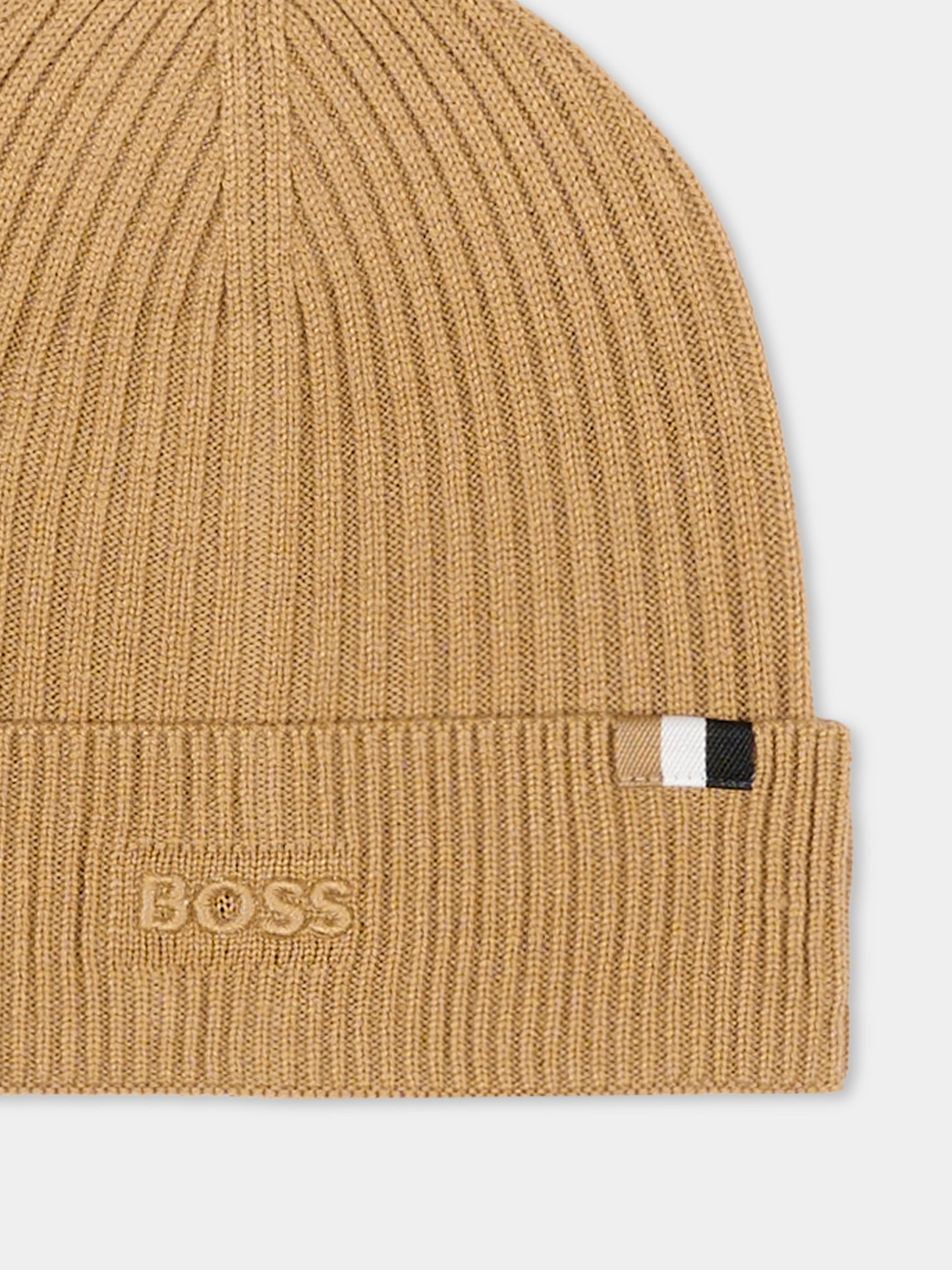 Berretto beige per neonato con logo,Boss,J52650 269