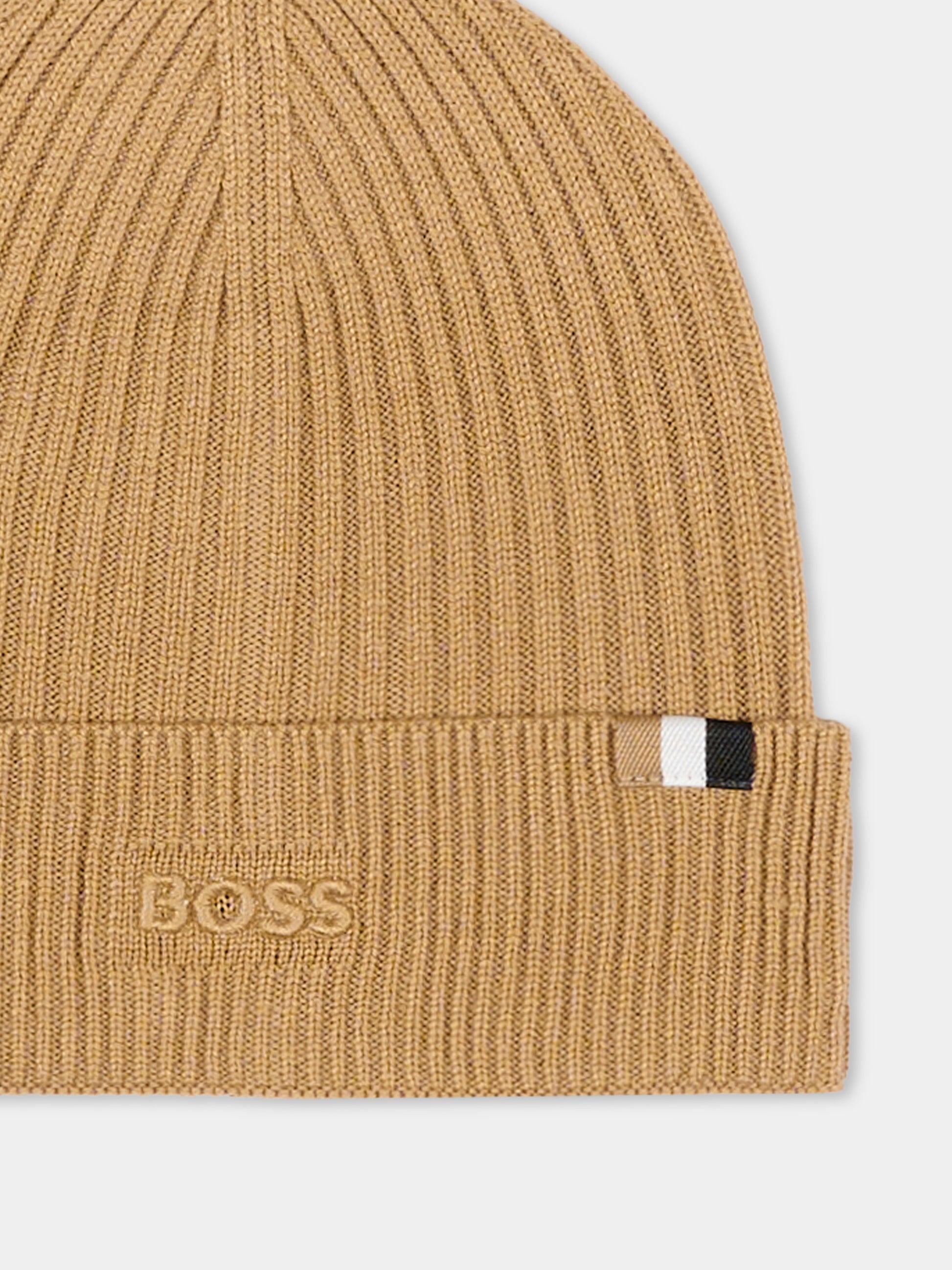 Berretto beige per neonato con logo,Boss,J52650 269