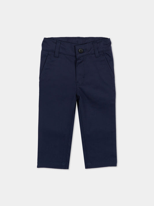 Pantaloni blu per neonato con patch logato