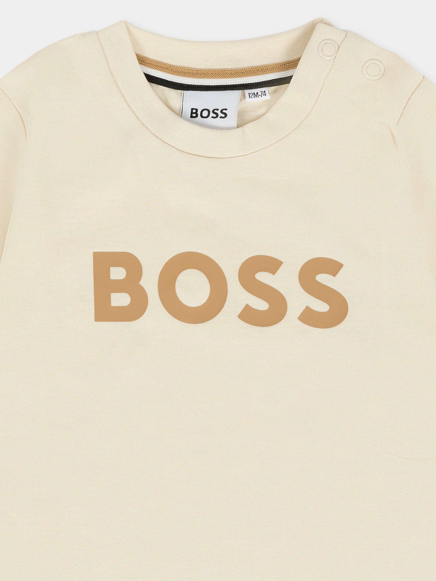 T-shirt beige per neonato con logo,Boss,J52712 21C